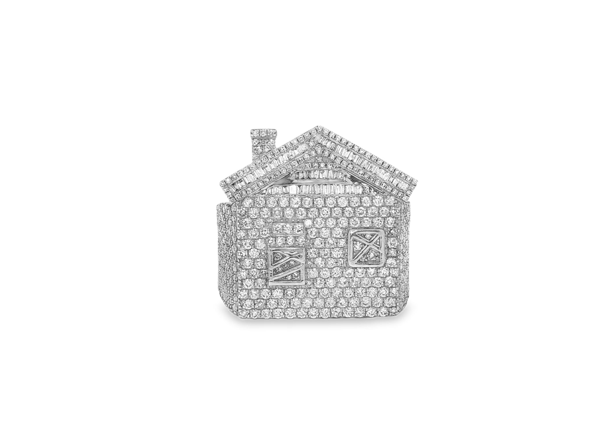 10k Diamond House Ring with Pavé & Baguette Roof Detail Design 2.88ct