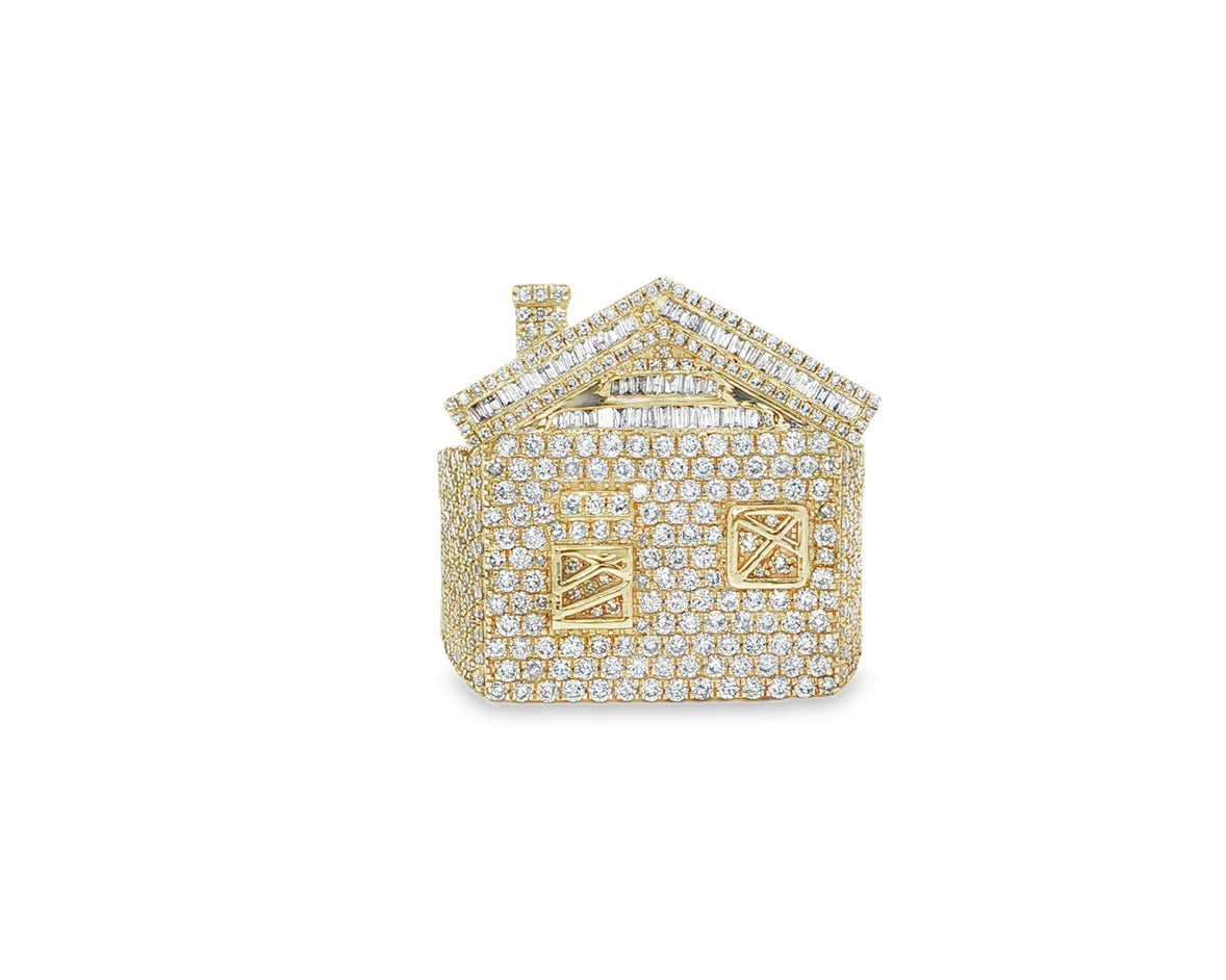 10k Diamond House Ring with Pavé & Baguette Roof Detail Design 2.88ct