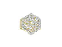 10k Gold Diamond Men's Hexagon Cluster Ring with Pavé Halo 3.80ct