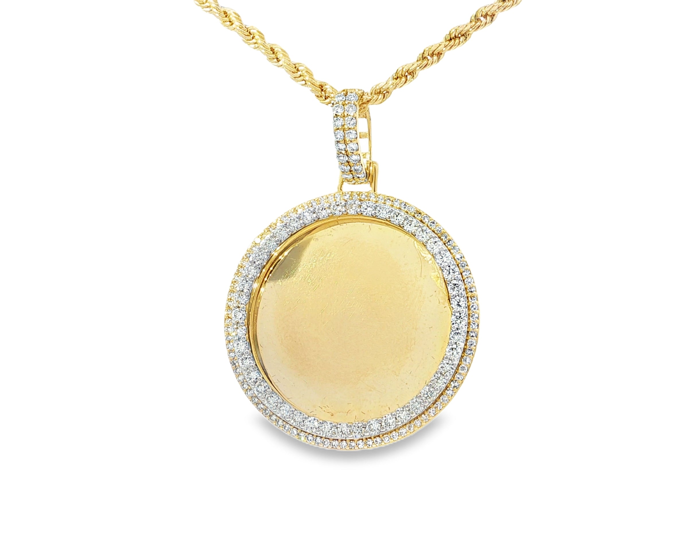 10k Gold Diamond Round Double Halo Memory Charm 1.85ct