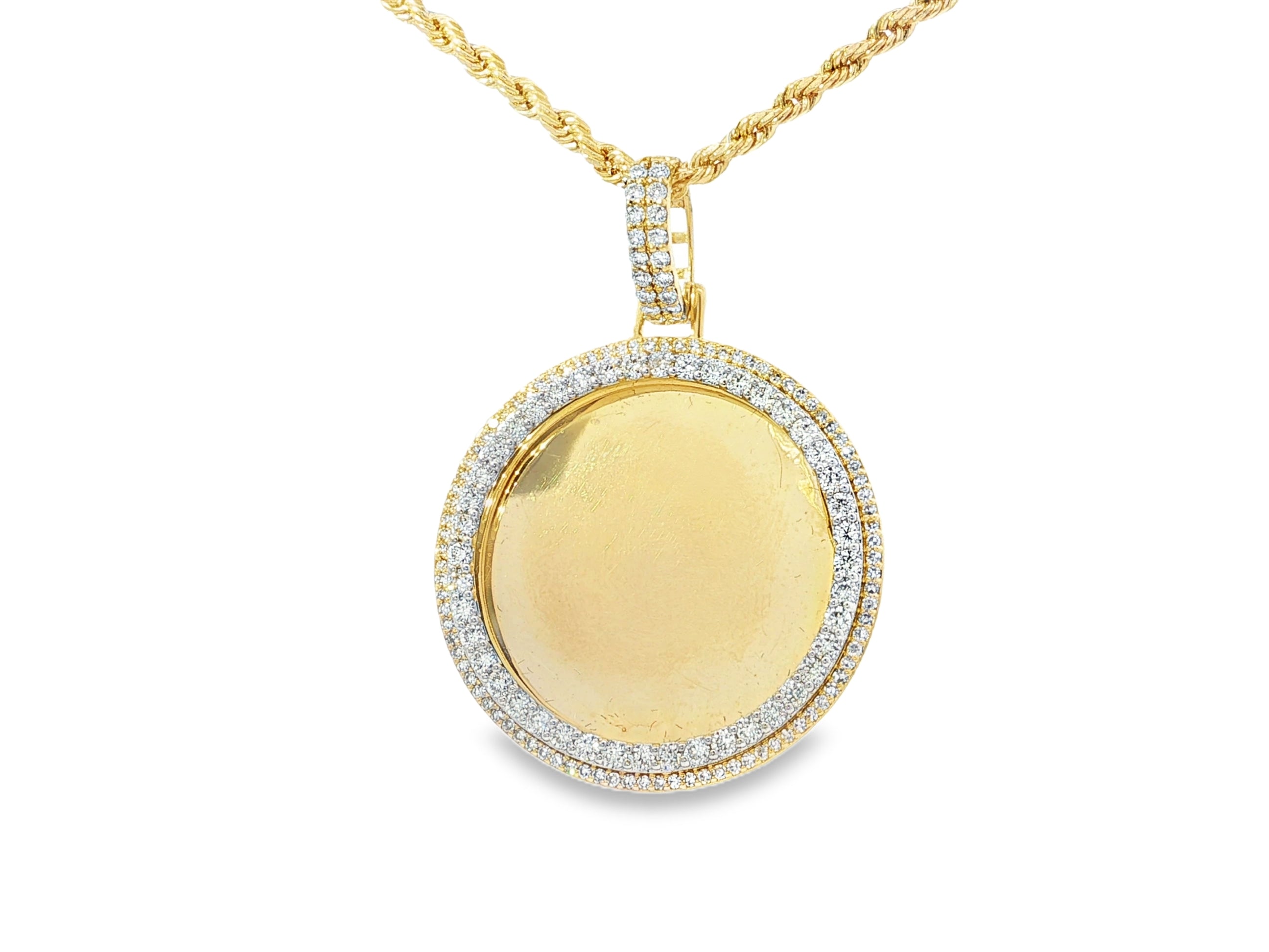 10k Gold Diamond Round Double Halo Memory Charm 1.85ct