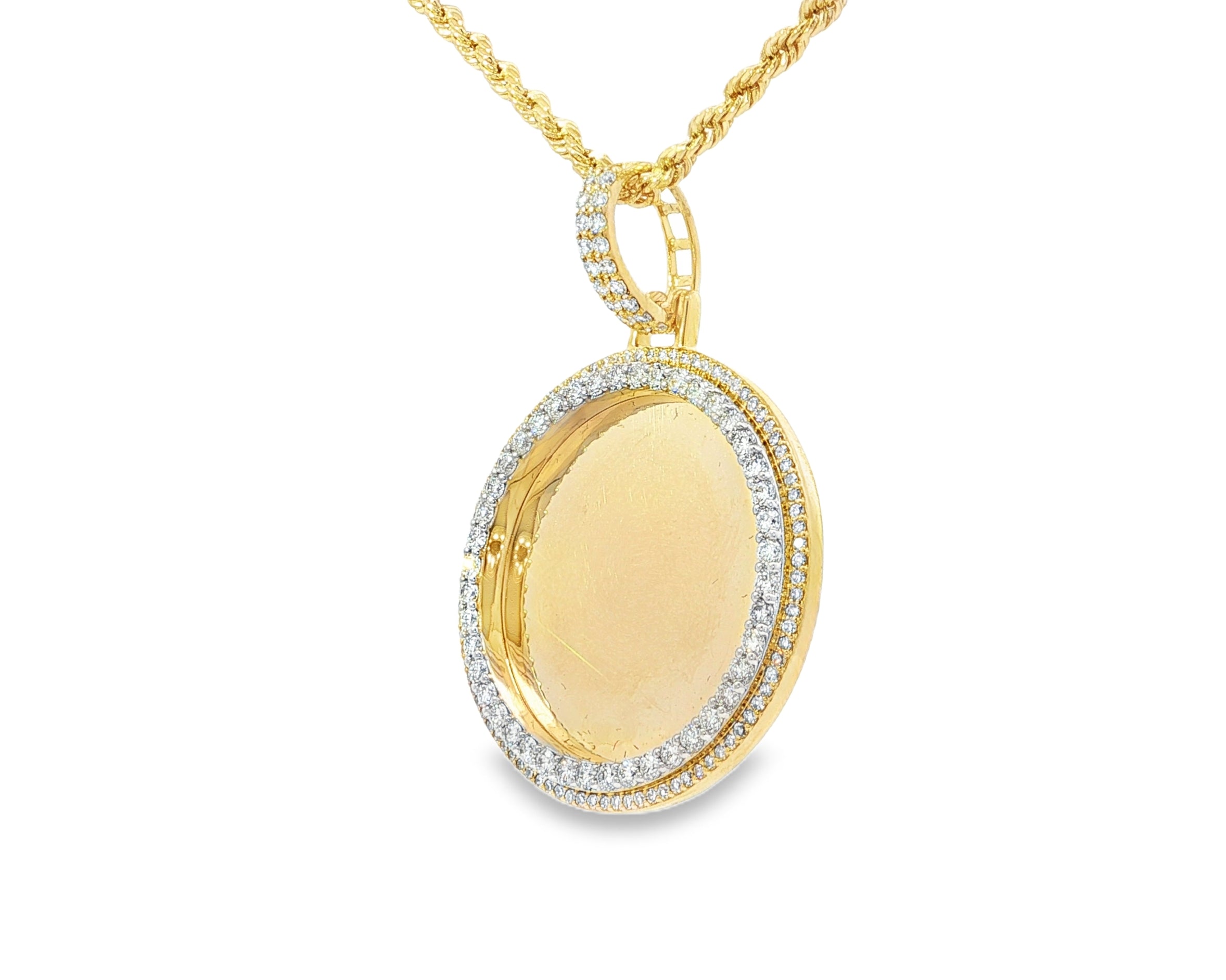 10k Gold Diamond Round Double Halo Memory Charm 1.85ct