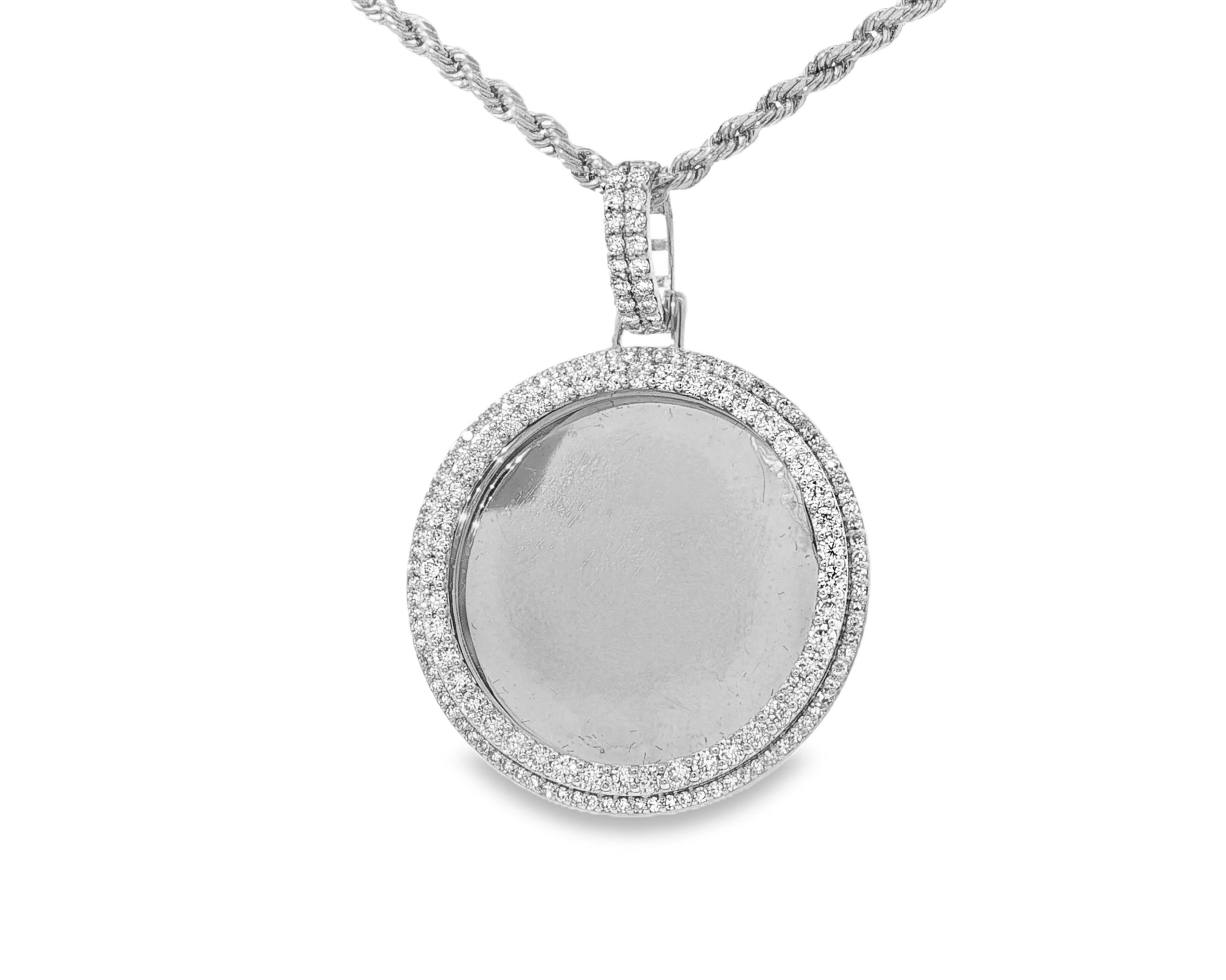 10k Gold Diamond Round Double Halo Memory Charm 1.85ct