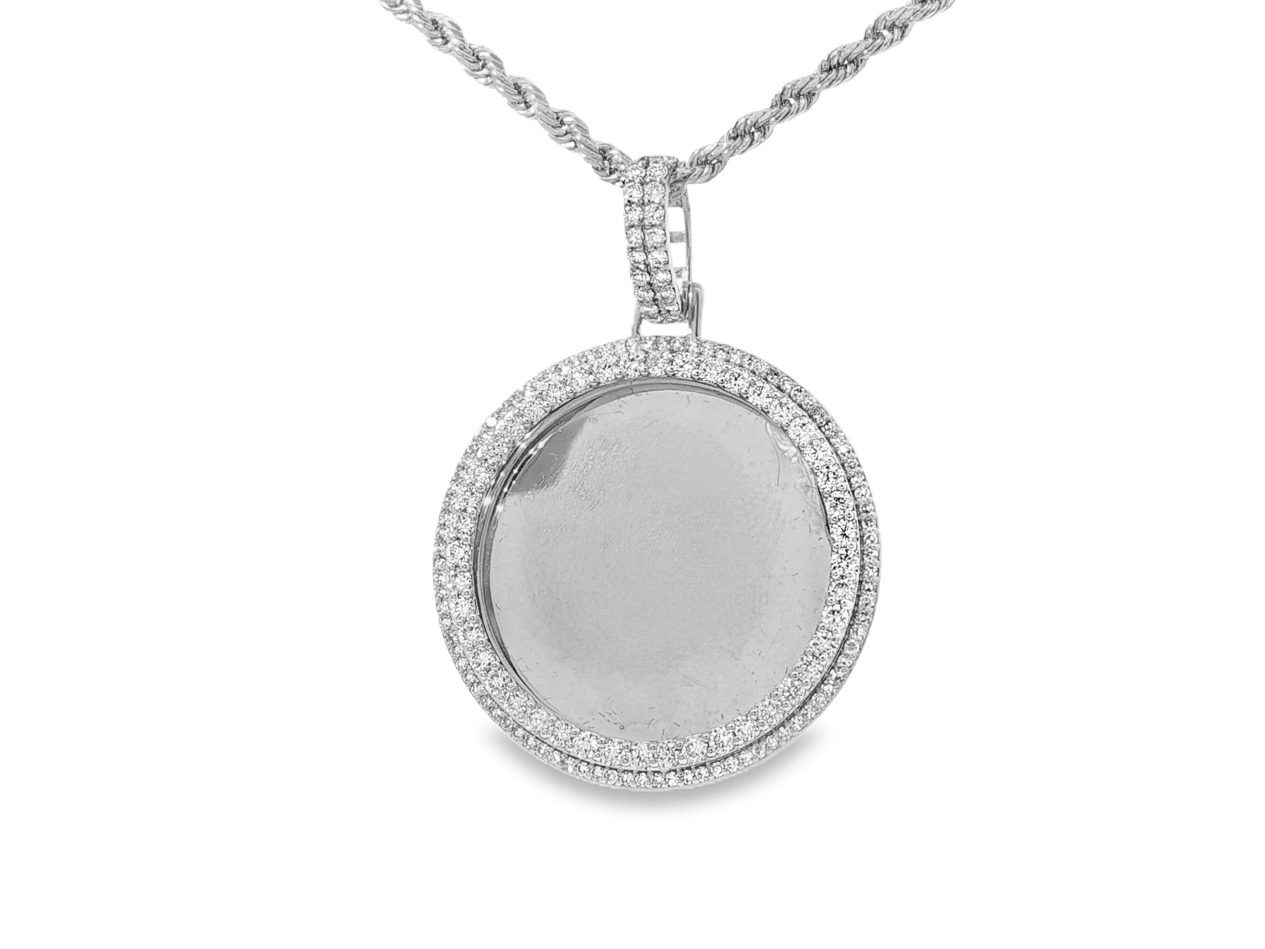 10k Gold Diamond Round Double Halo Memory Charm 1.85ct