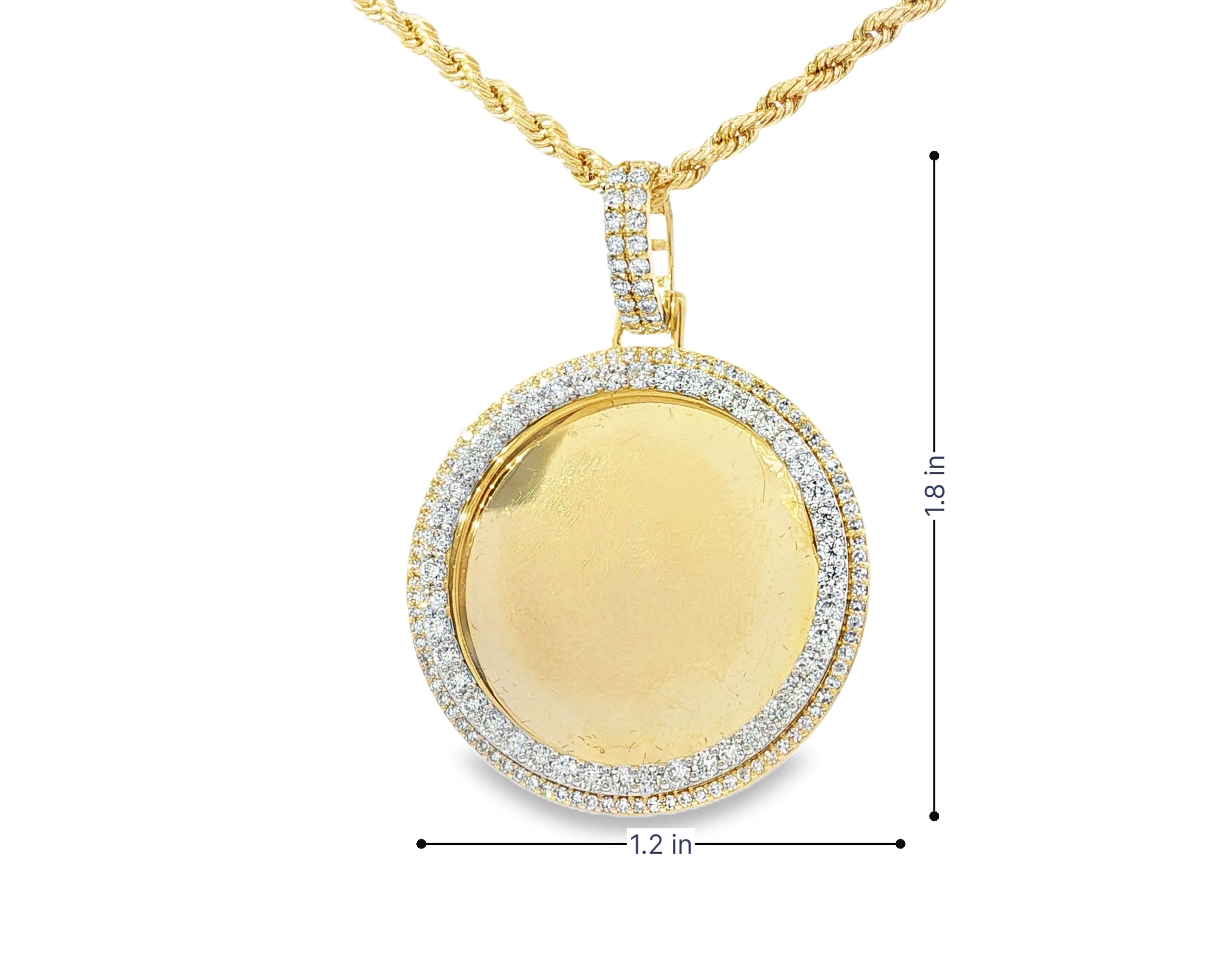 10k Gold Diamond Round Double Halo Memory Charm 1.85ct