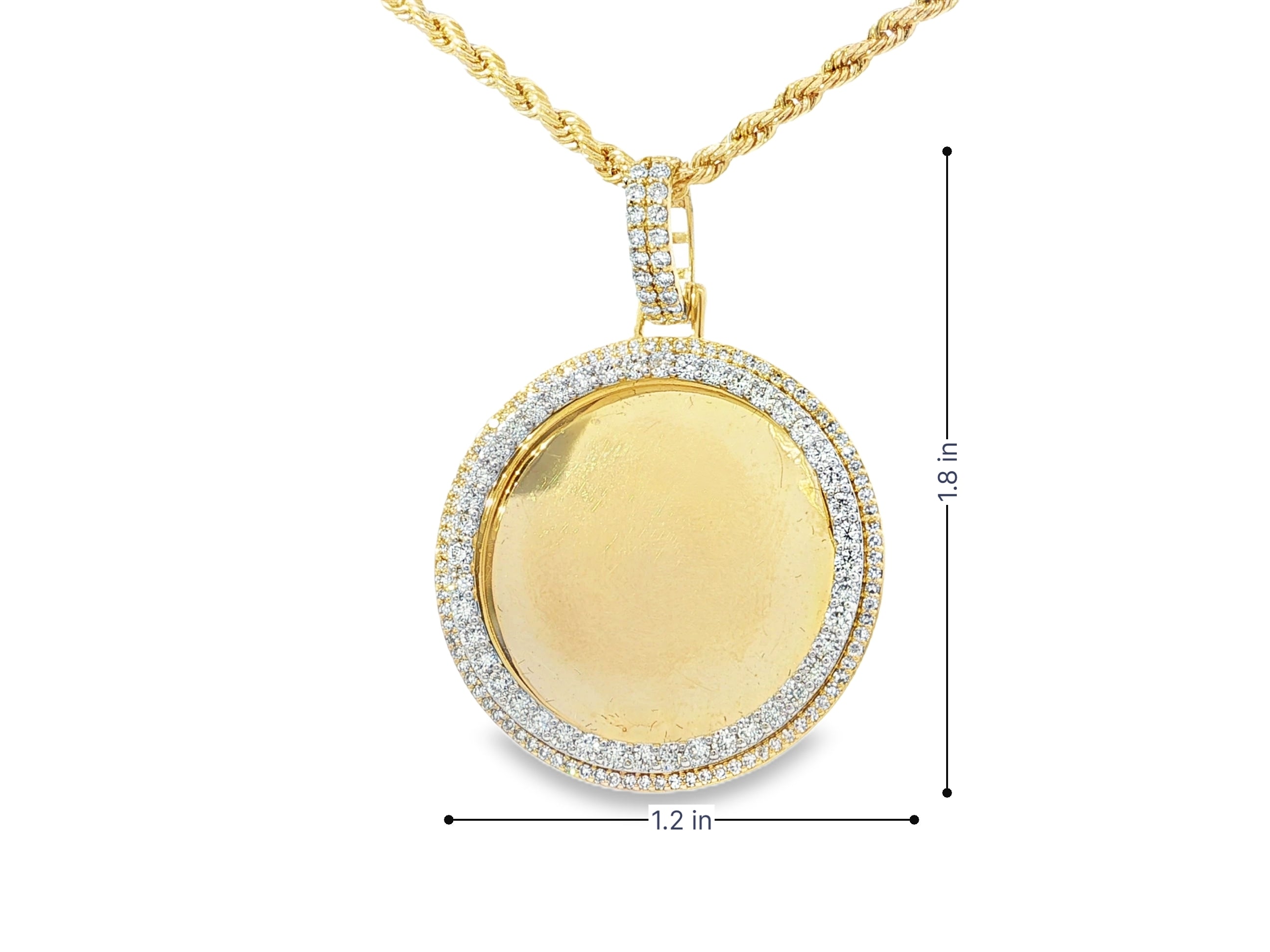 10k Gold Diamond Round Double Halo Memory Charm 1.85ct