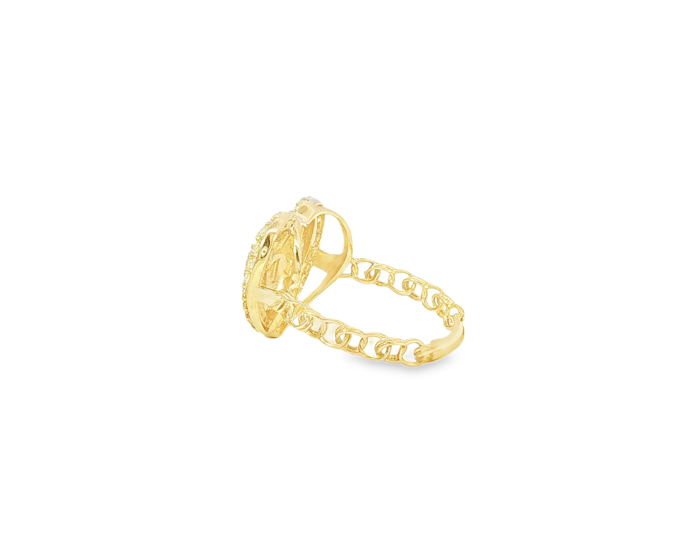 10K Gold Textured Open Heart Cubic Zirconia Ring