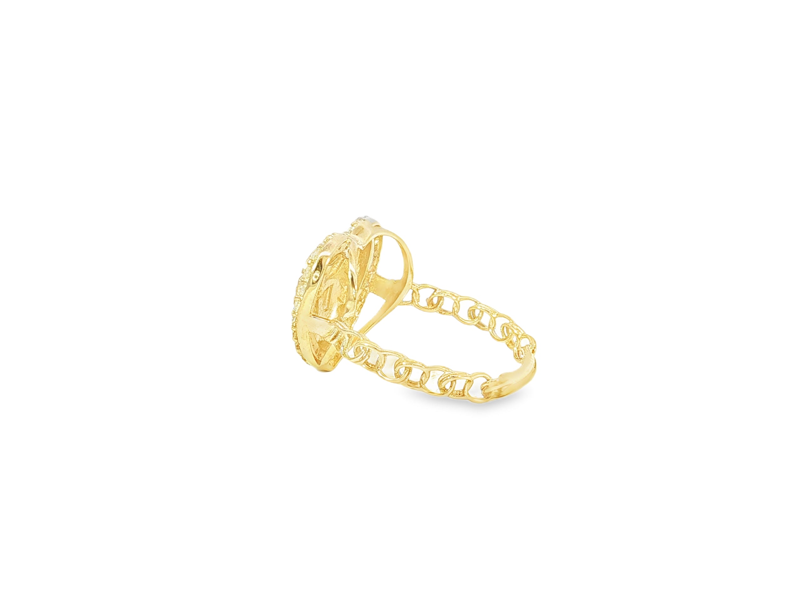 10K Gold Textured Open Heart Cubic Zirconia Ring