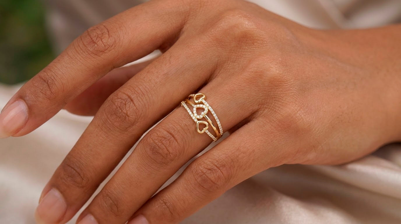 10K Gold Open Heart Wrap Cubic Zirconia Ring