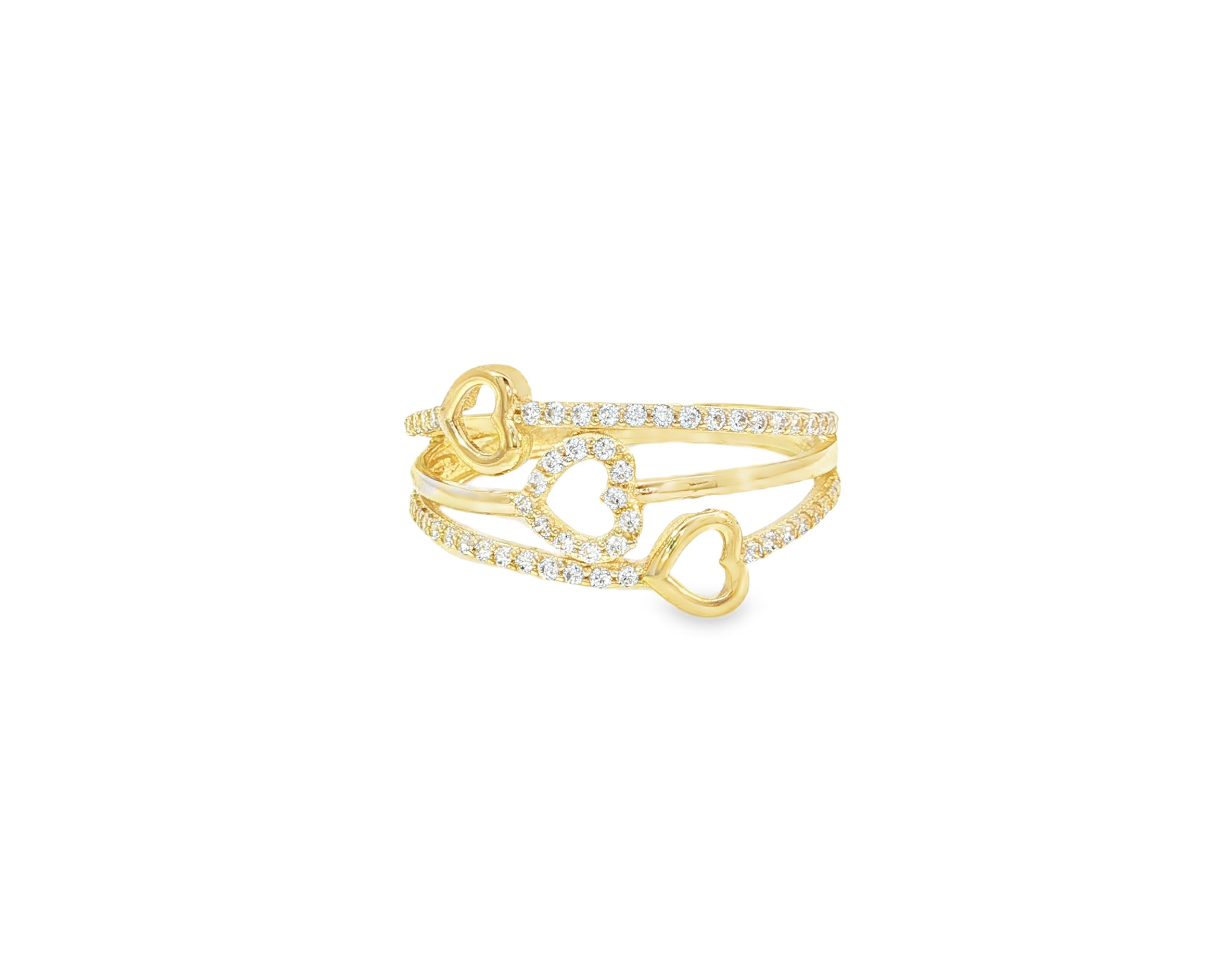 10K Gold Open Heart Wrap Cubic Zirconia Ring