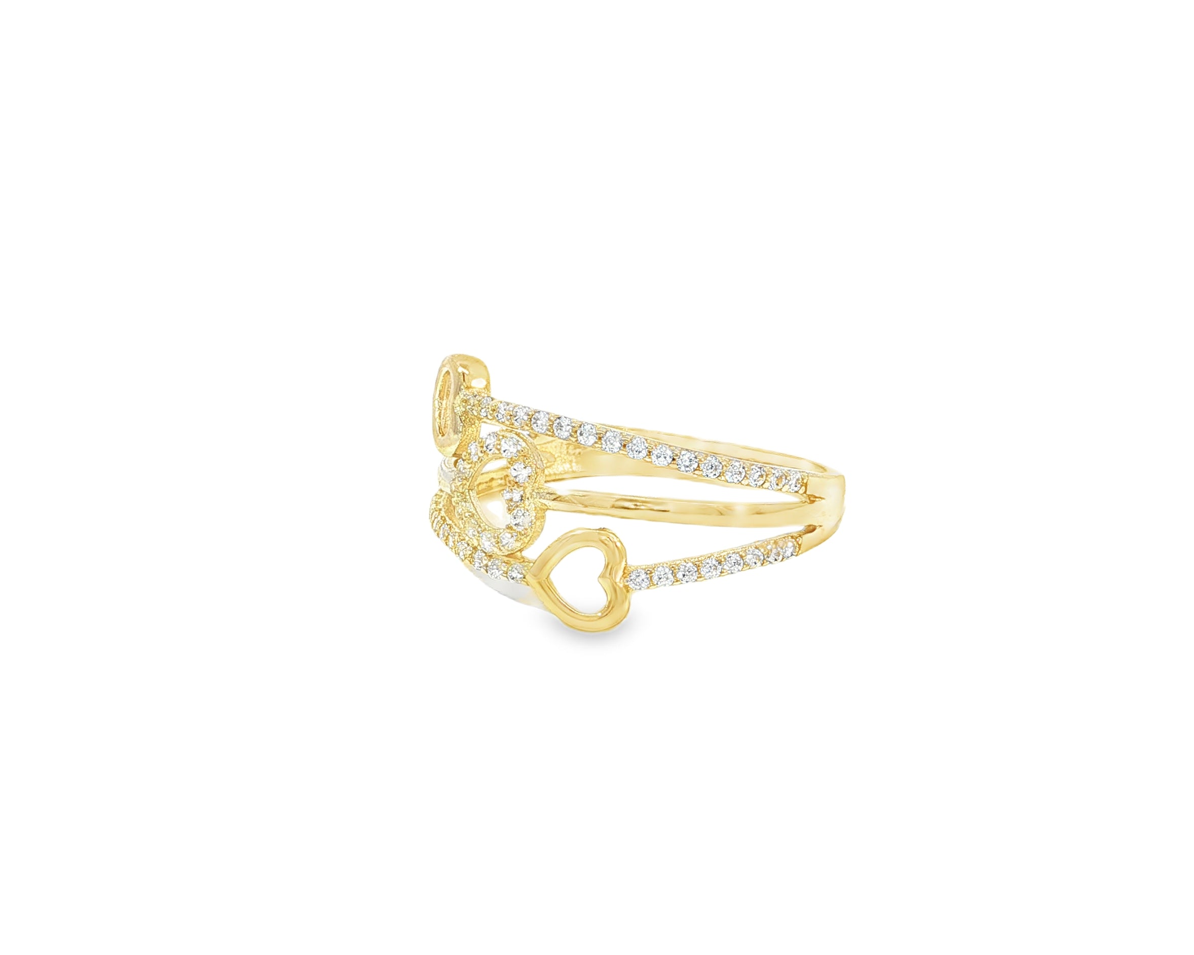 10K Gold Open Heart Wrap Cubic Zirconia Ring