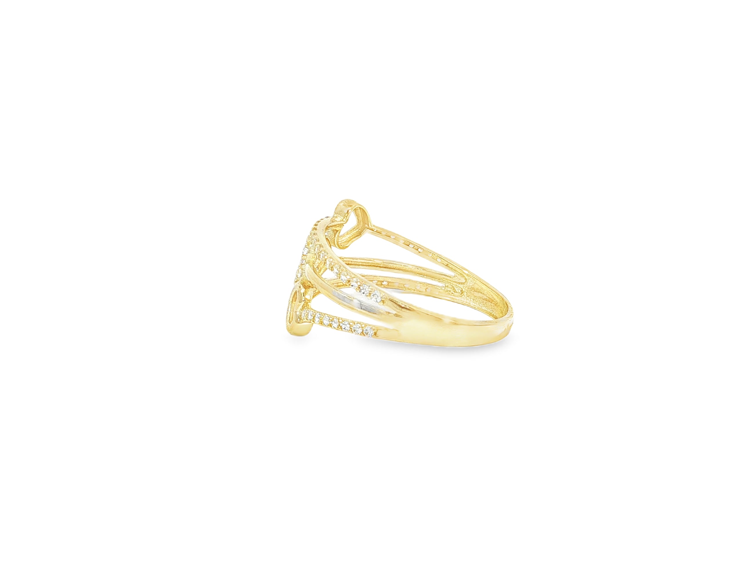 10K Gold Open Heart Wrap Cubic Zirconia Ring