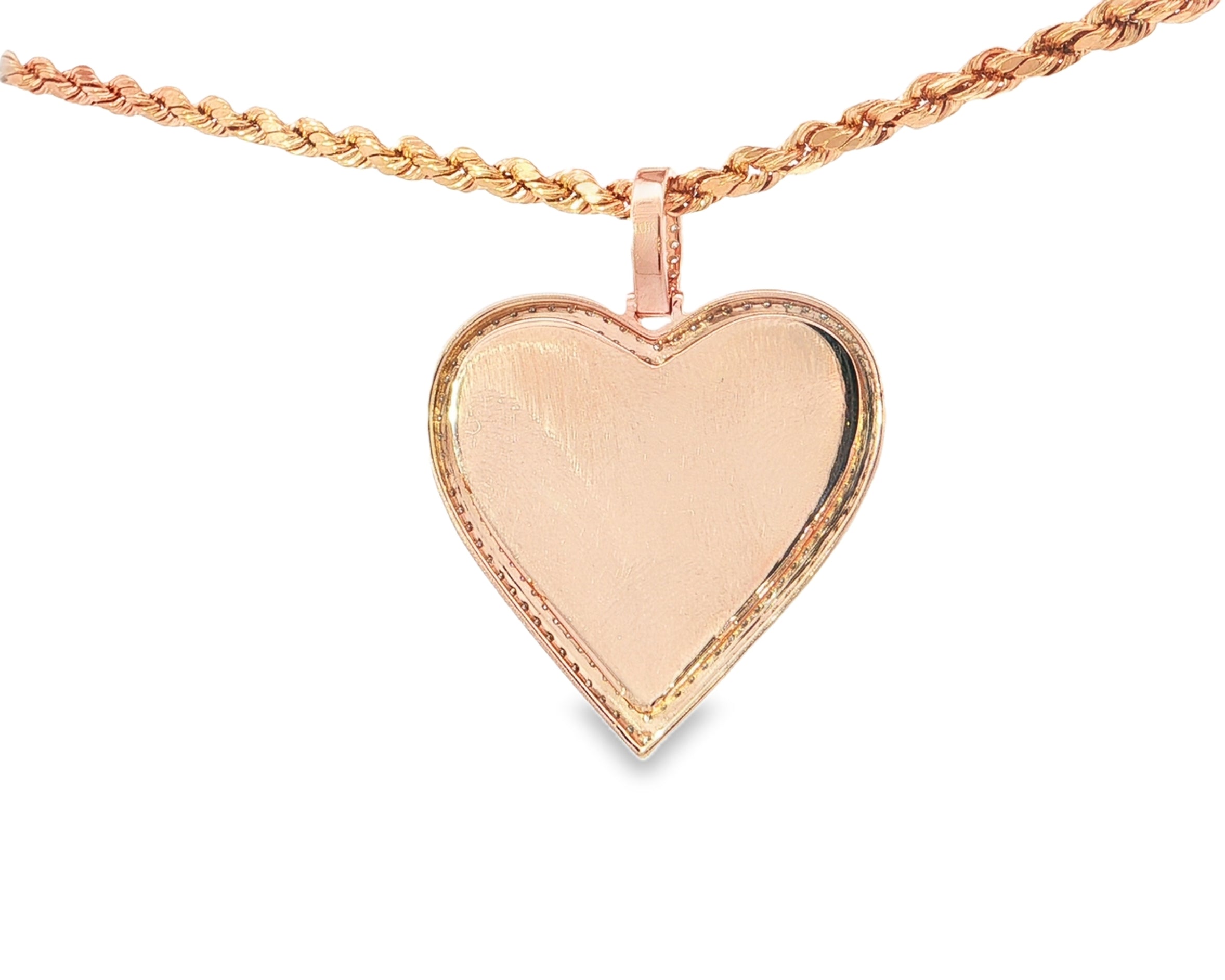 10k Heart Memory Charm Pendant with Double Halo Round-Cut 1.0 CT