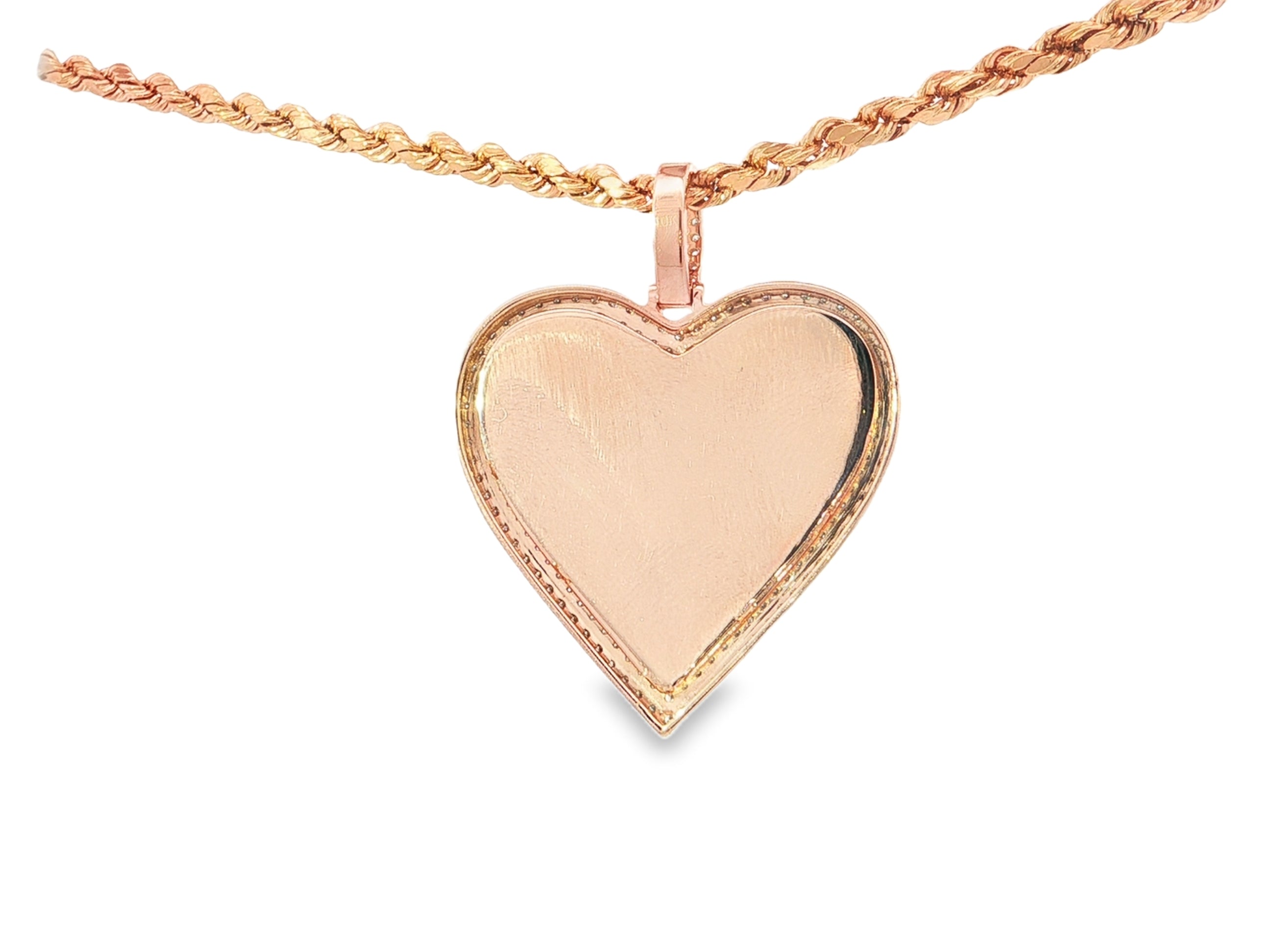 10k Heart Memory Charm Pendant with Double Halo Round-Cut 1.0 CT