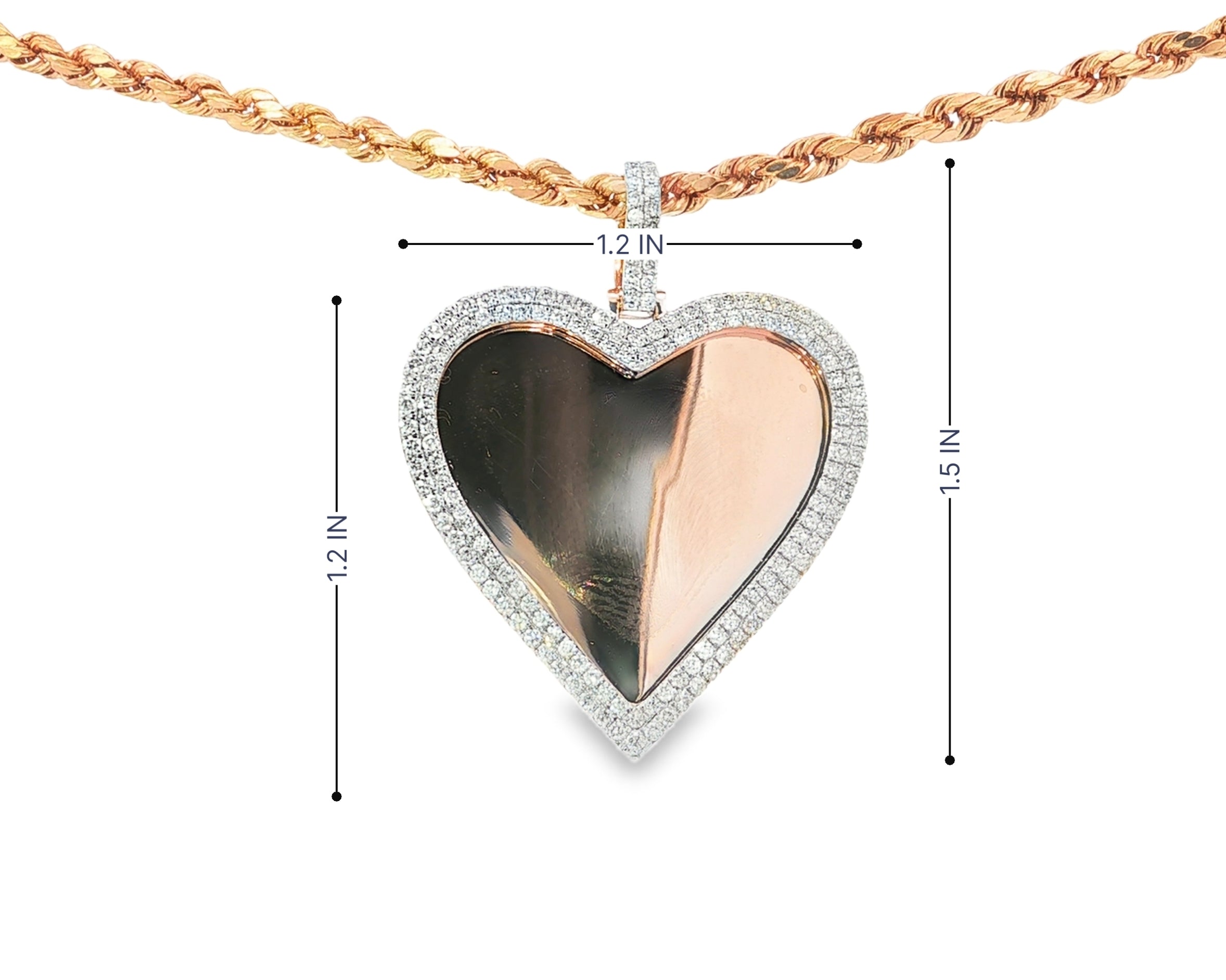 10k Heart Memory Charm Pendant with Double Halo Round-Cut 1.0 CT