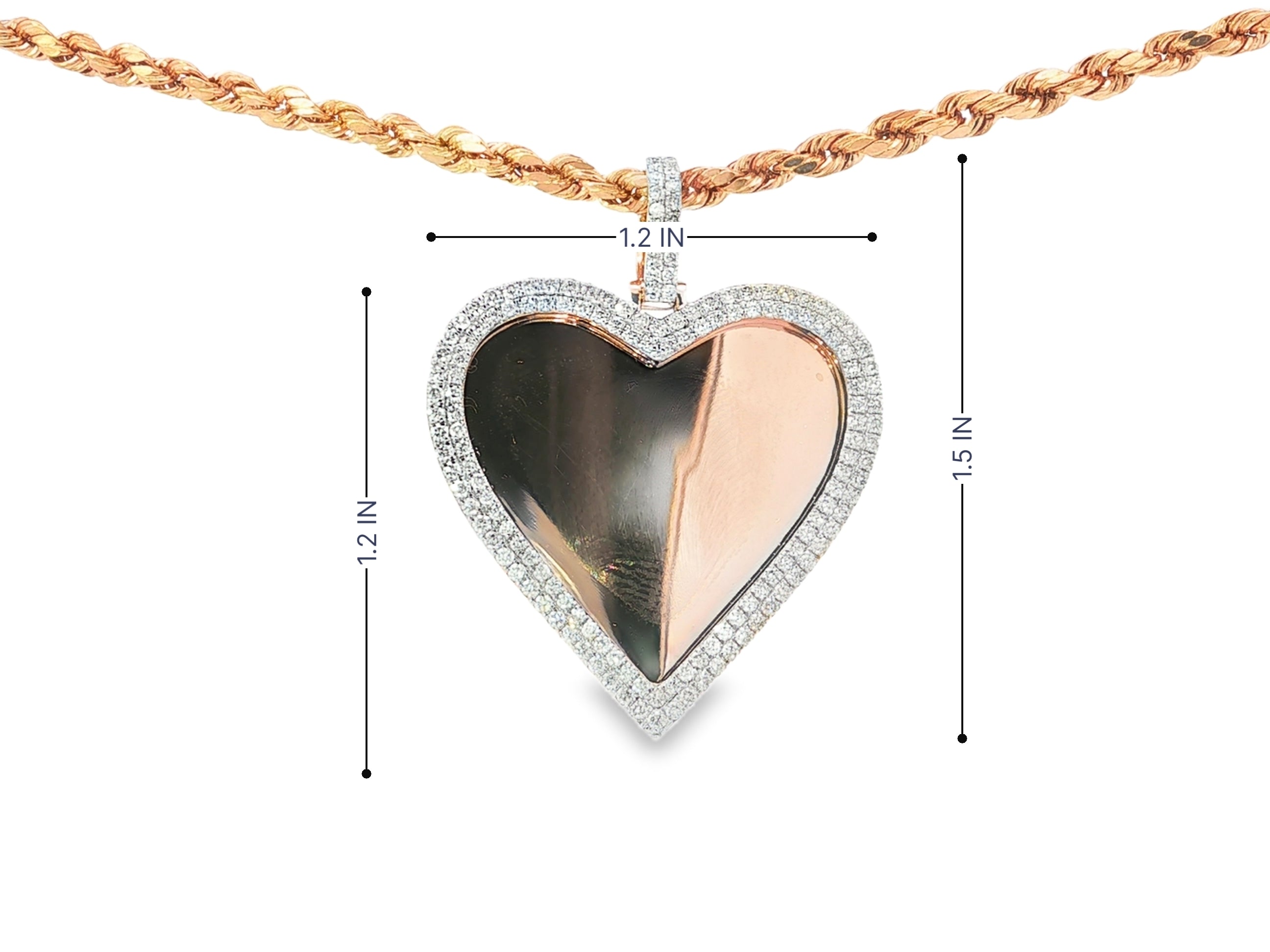 10k Heart Memory Charm Pendant with Double Halo Round-Cut 1.0 CT