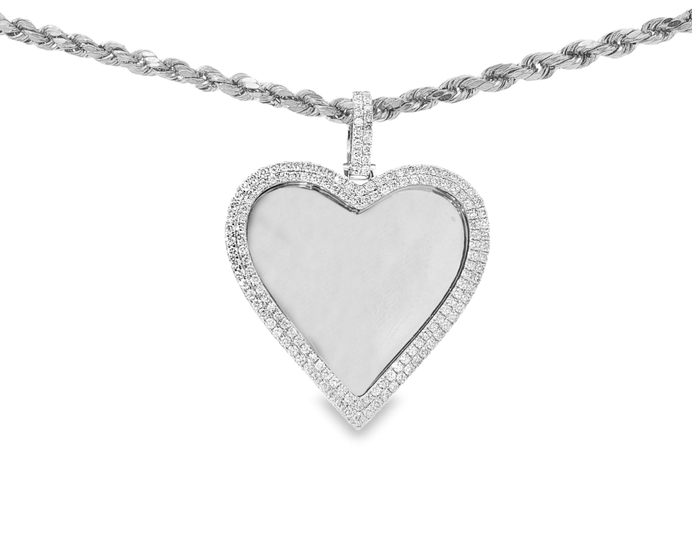 10k Heart Memory Charm Pendant with Double Halo Round-Cut 1.0 CT