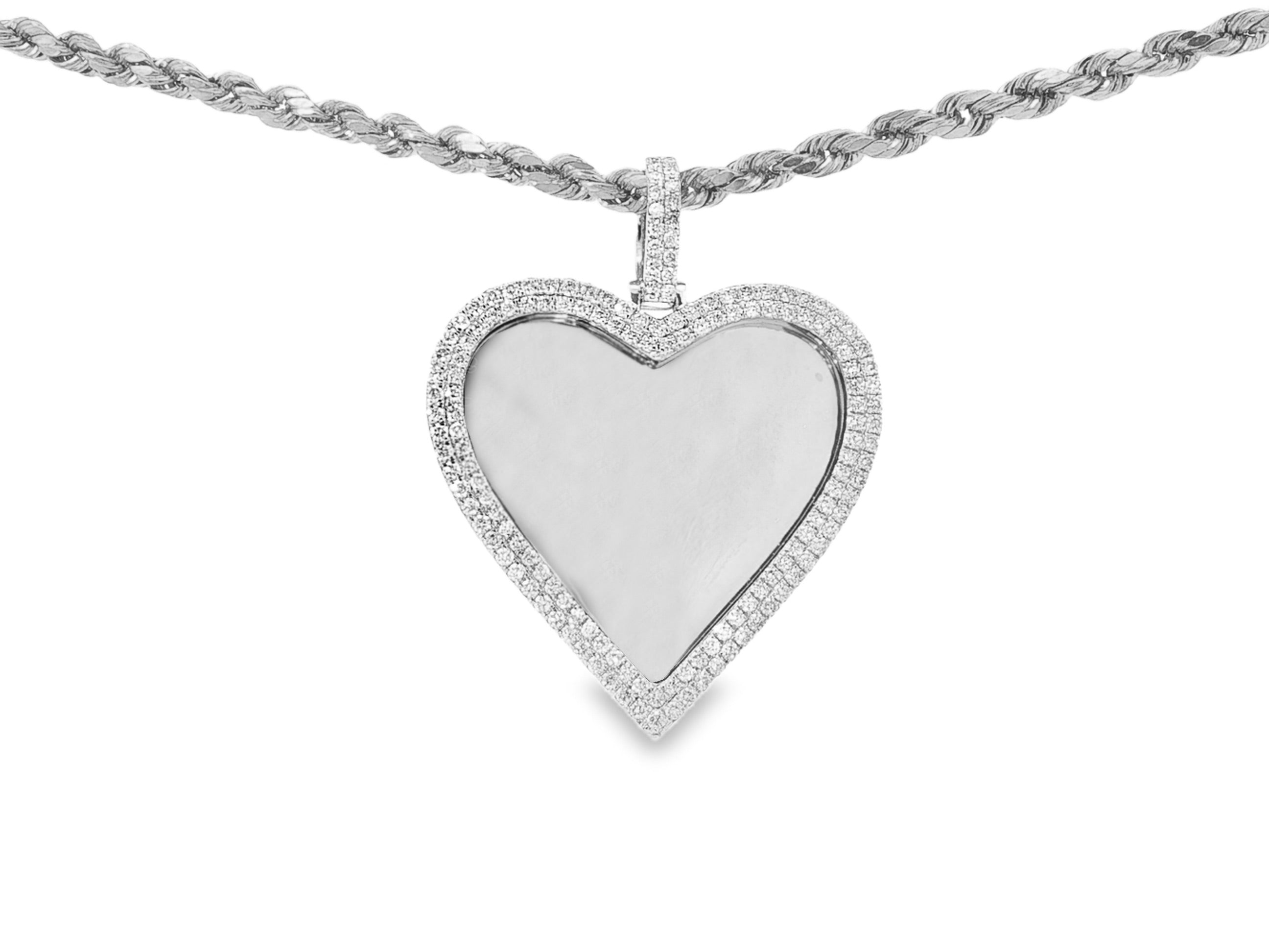 10k Heart Memory Charm Pendant with Double Halo Round-Cut 1.0 CT