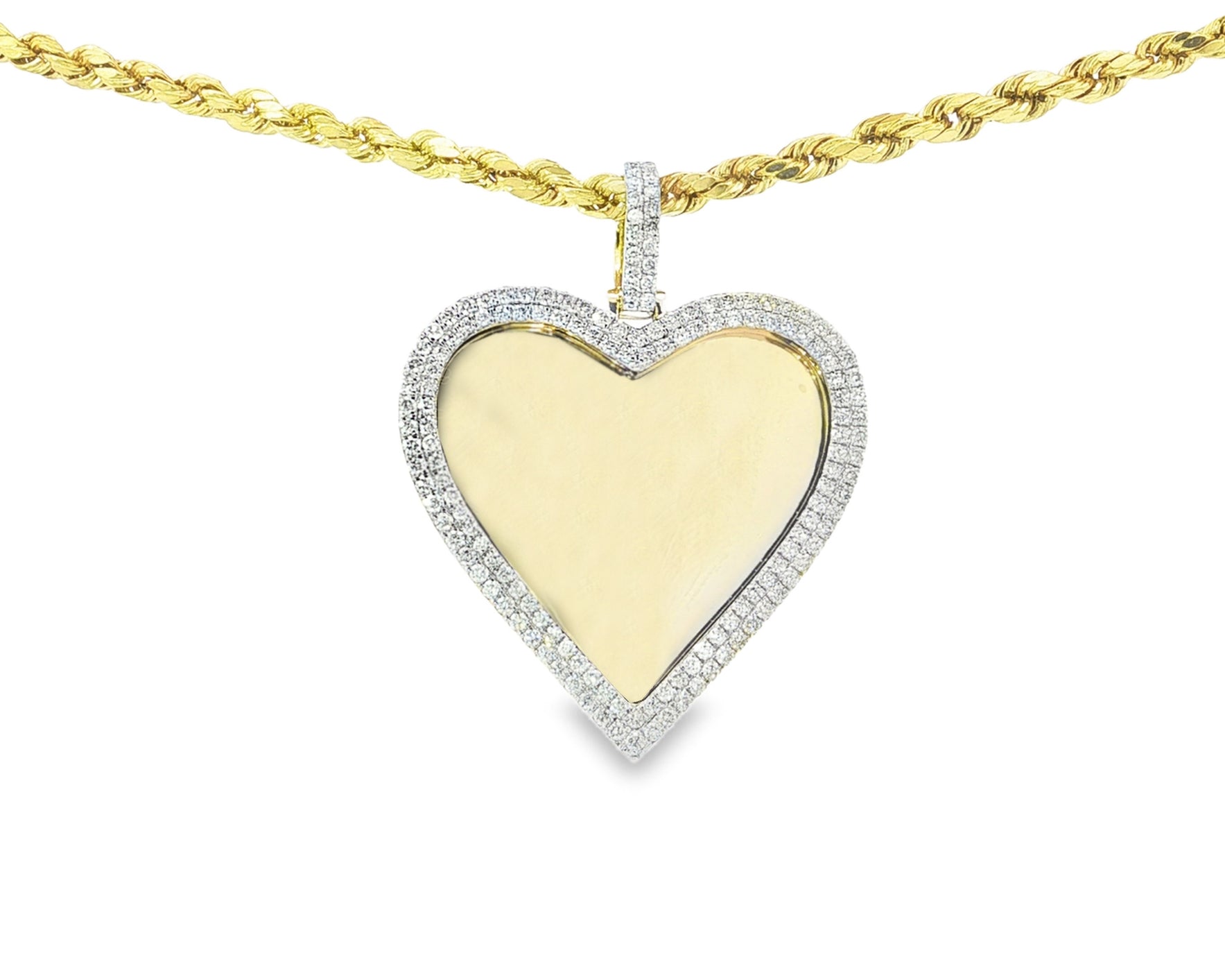 10k Heart Memory Charm Pendant with Double Halo Round-Cut 1.0 CT