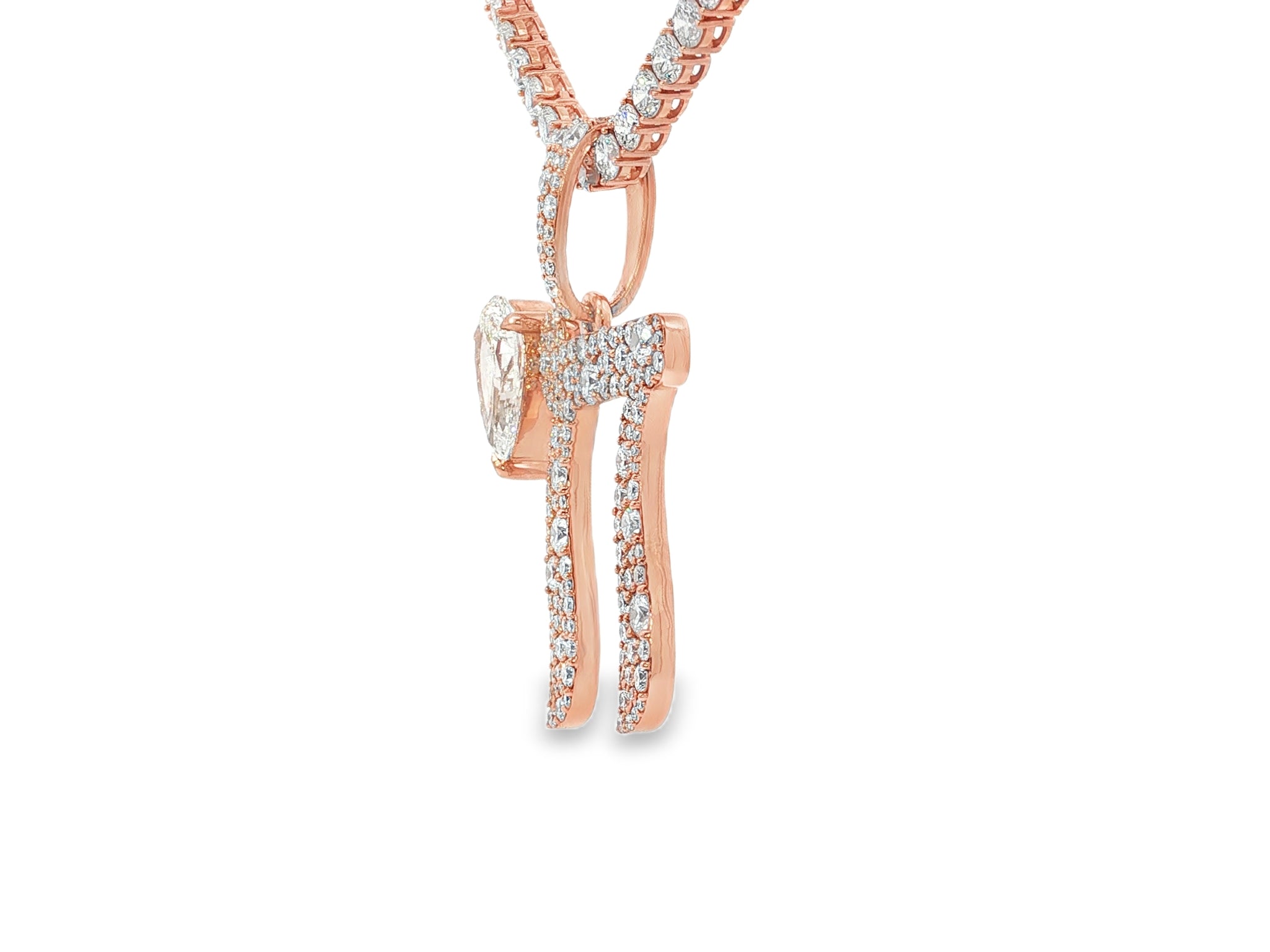 10k Hebrew Chai with Pear-Shape Accent & Round-Cut Pavé 5.40ct