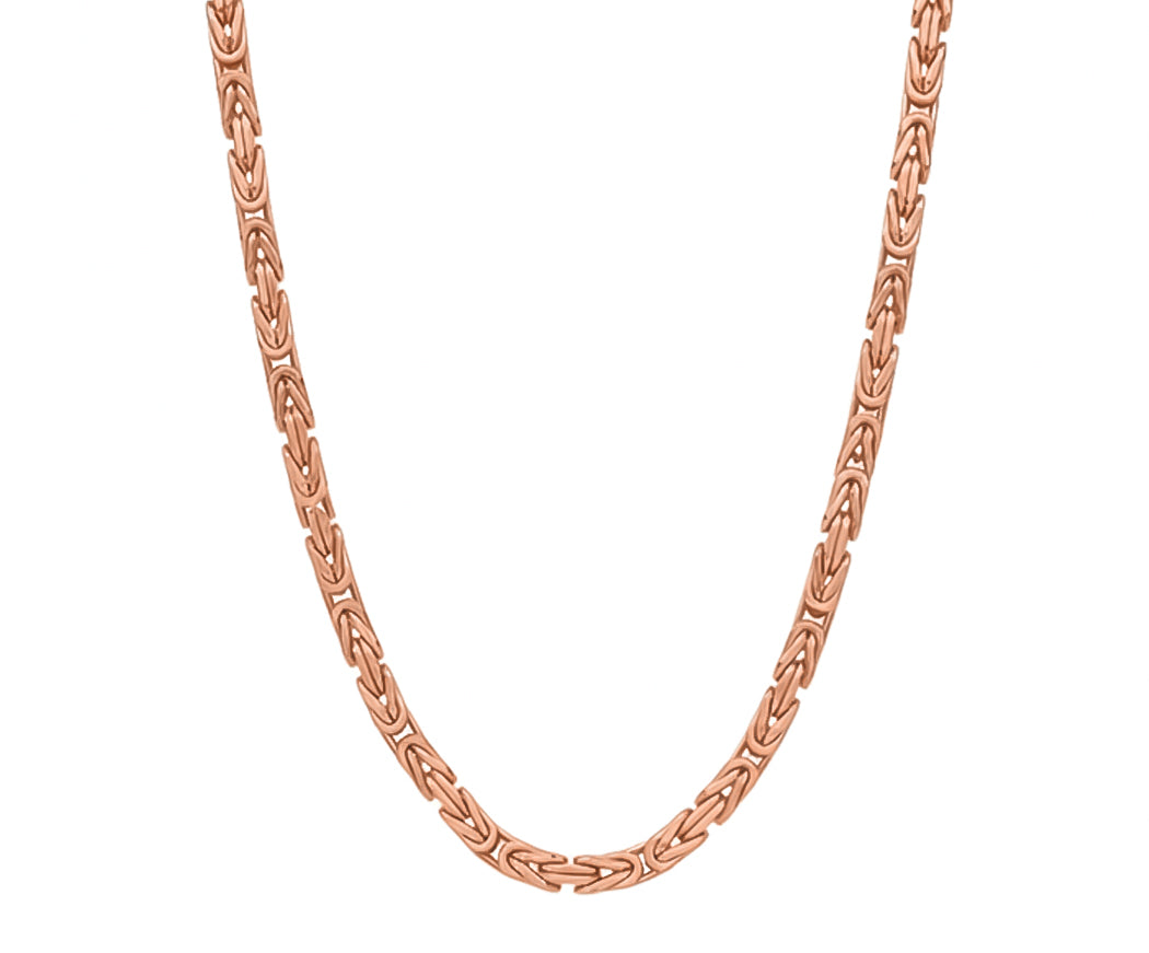 10k Hollow Square Byzantine Link Chain Necklace 3.0mm