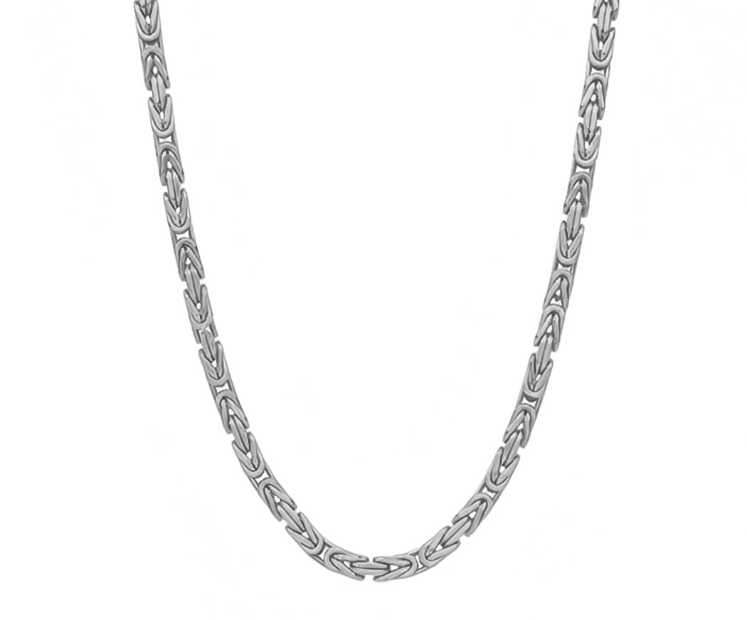 10k Hollow Square Byzantine Link Chain Necklace 3.0mm