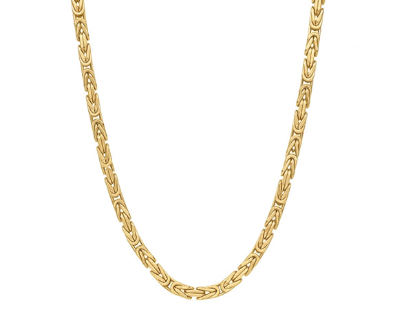 10k Hollow Square Byzantine Link Chain Necklace 3.0mm