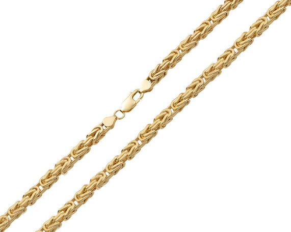 14k Solid Square Byzantine Link Chain Necklace 5.0mm