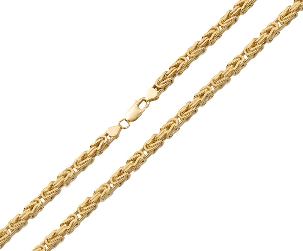 14k Solid Square Byzantine Link Chain Necklace 5.0mm