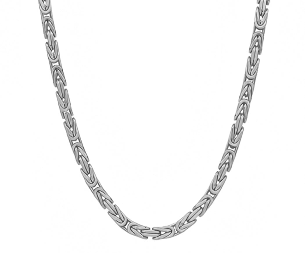 14k Solid Square Byzantine Link Chain Necklace 5.0mm