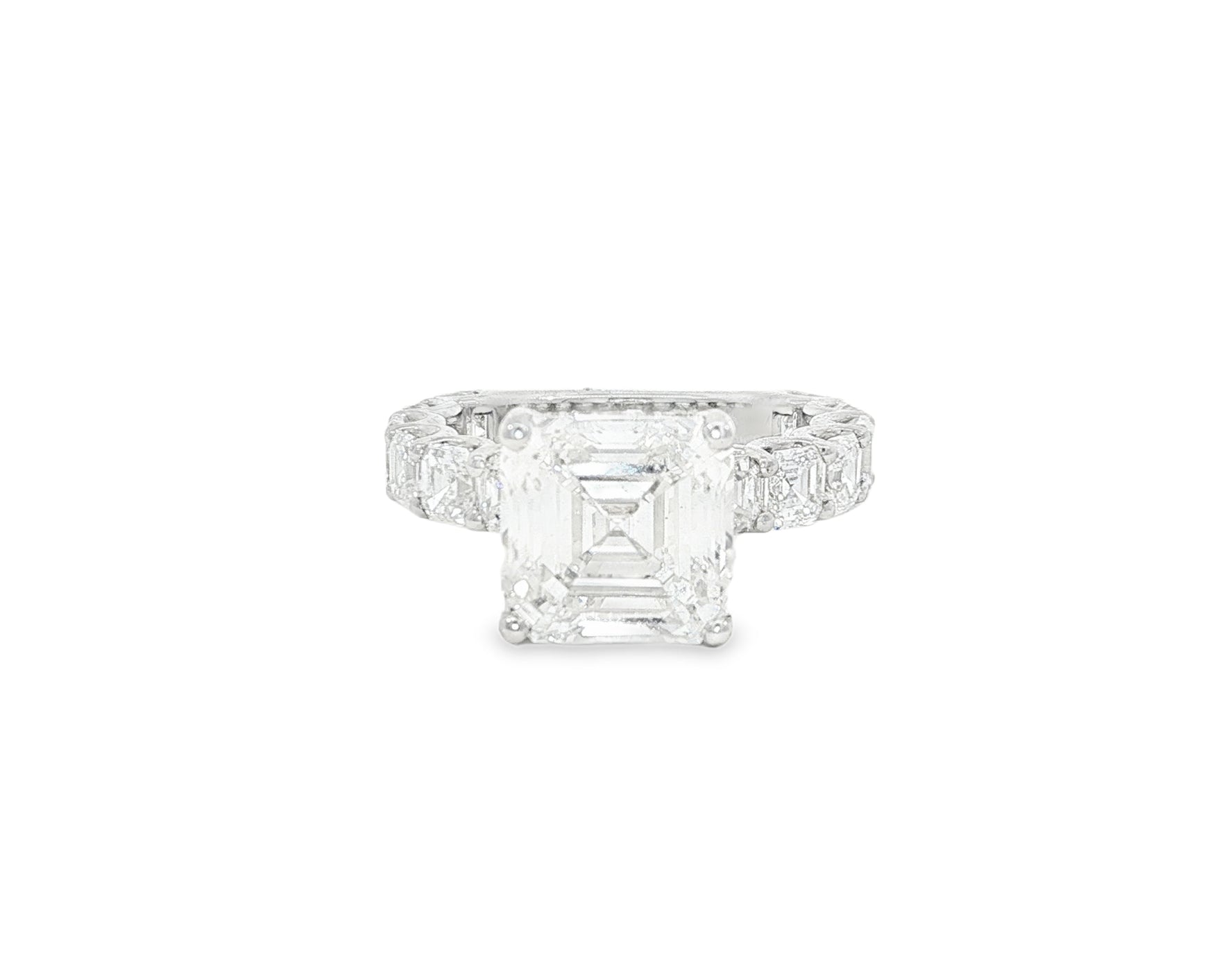 14K Gold Diamond Asscher Cut Hidden Halo Engagement Ring 8.68 CT