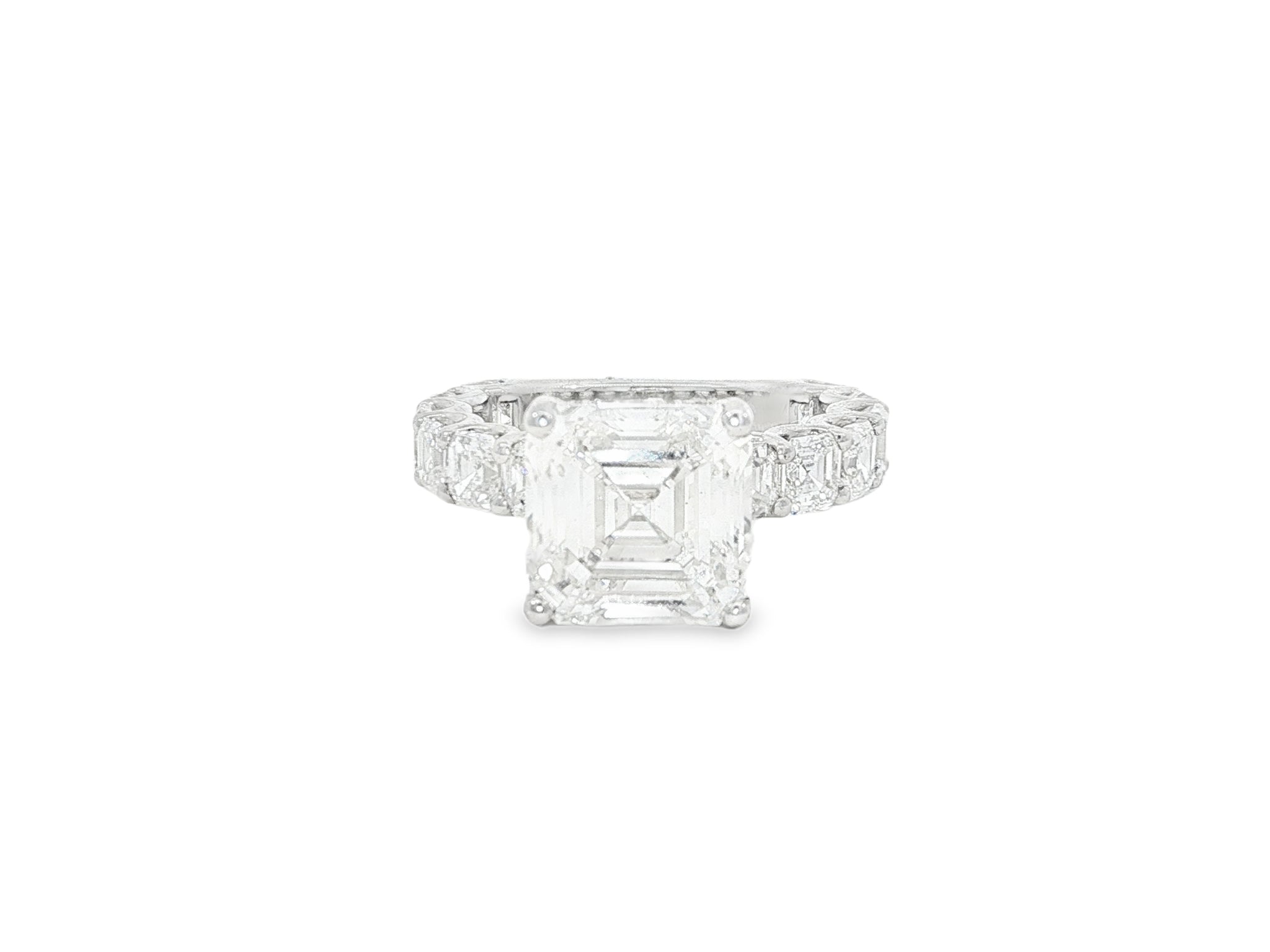 14K Gold Diamond Asscher Cut Hidden Halo Engagement Ring 8.68 CT