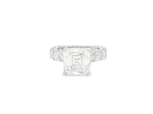 14K Gold Diamond Asscher Cut Hidden Halo Engagement Ring 8.68 CT