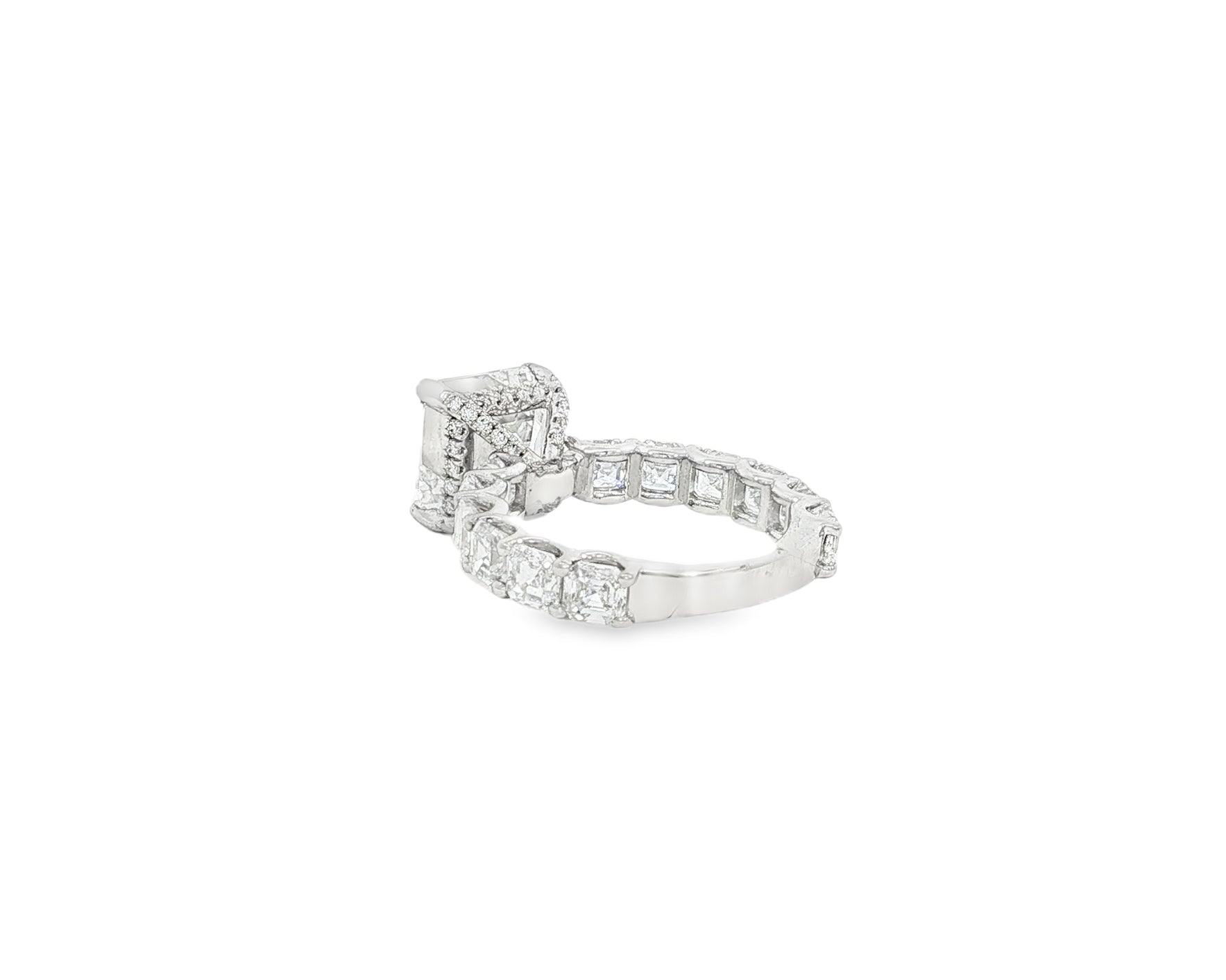 14K Gold Diamond Asscher Cut Hidden Halo Engagement Ring 8.68 CT