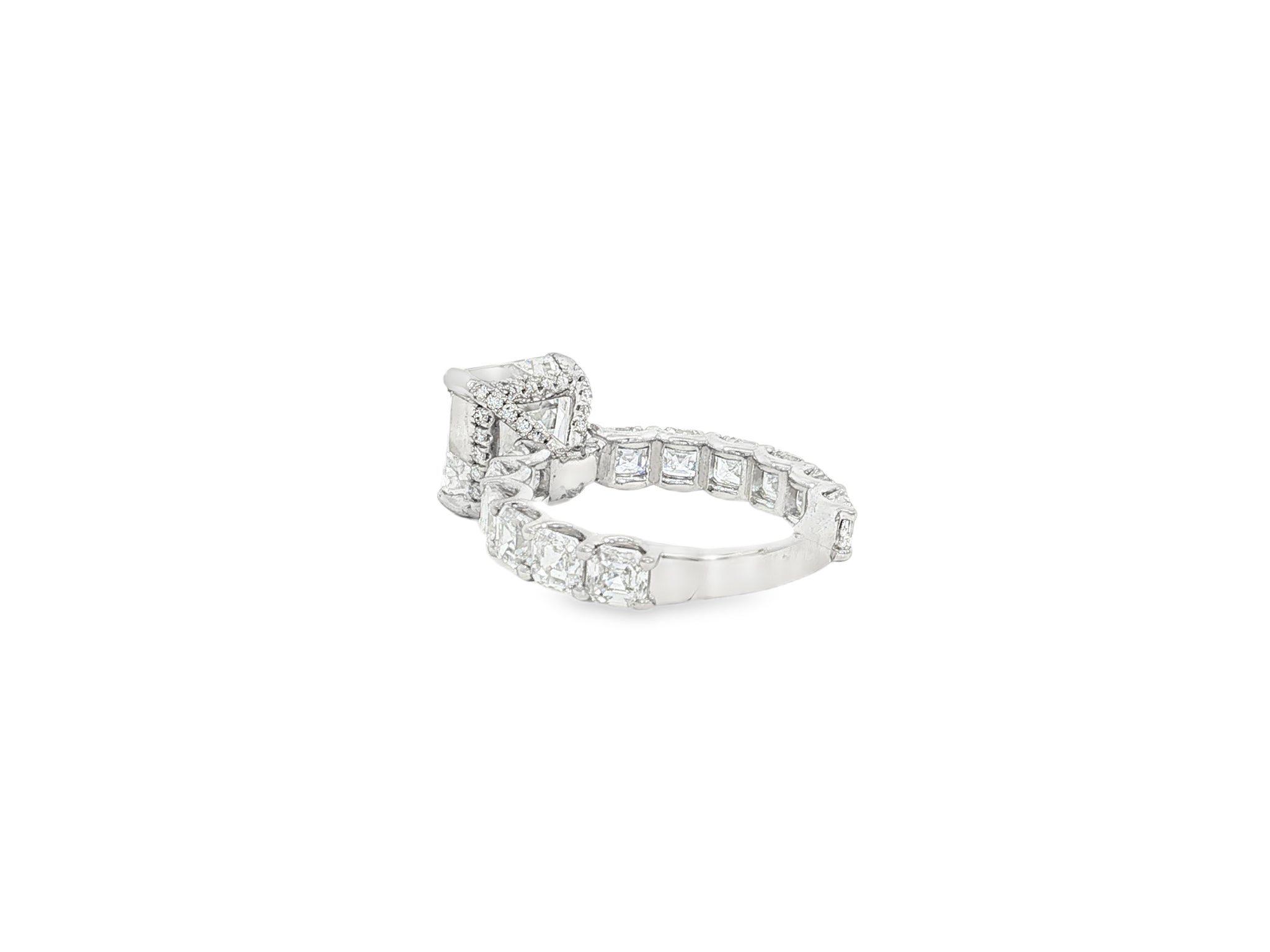 14K Gold Diamond Asscher Cut Hidden Halo Engagement Ring 8.68 CT