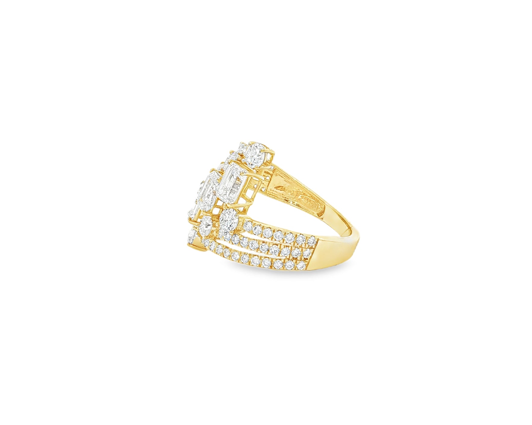 14K Gold Diamond Emerald & Round Multi Wrap Ring 2.65 CT