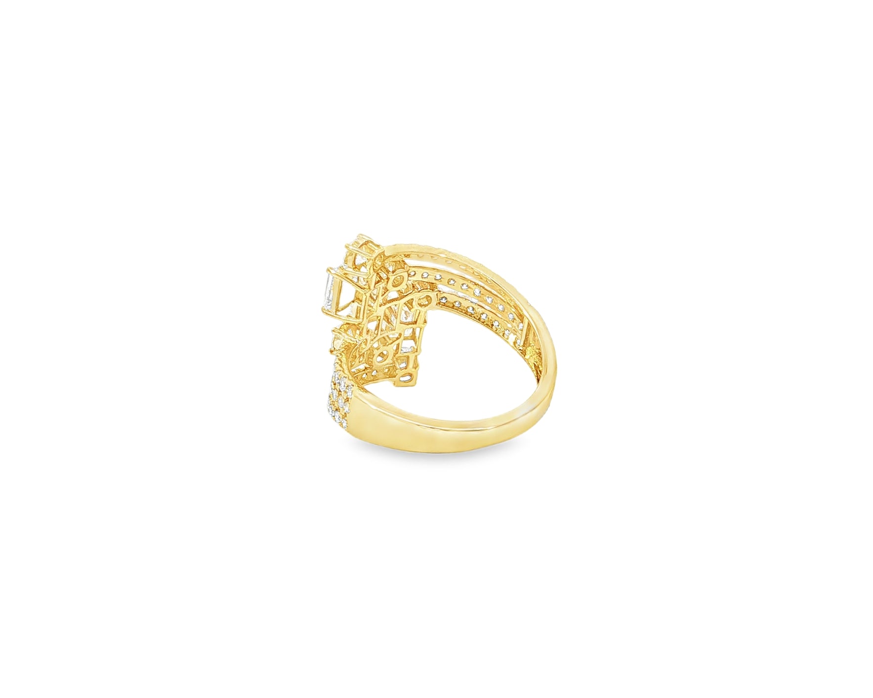 14K Gold Diamond Emerald & Round Multi Wrap Ring 2.65 CT
