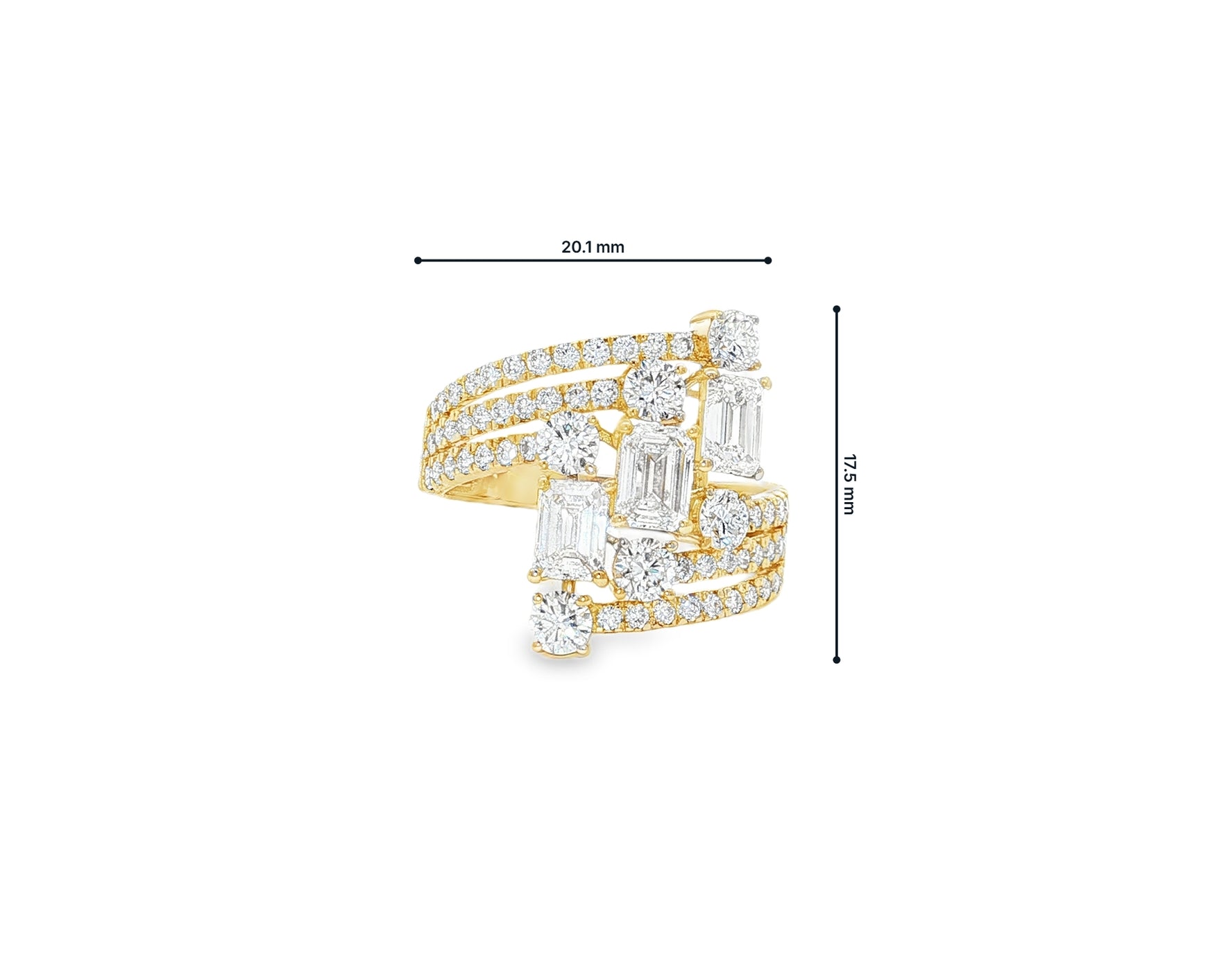 14K Gold Diamond Emerald & Round Multi Wrap Ring 2.65 CT