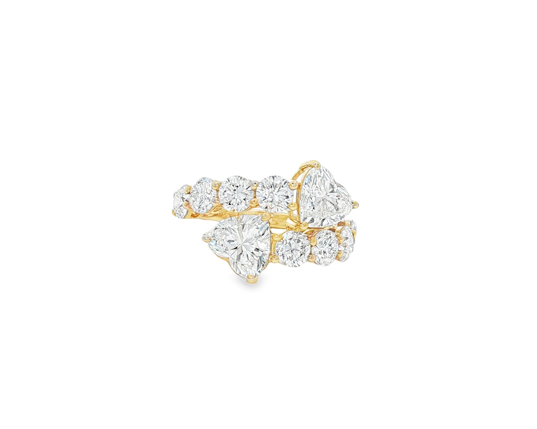 14K Gold Diamond Heart Cut Multi Wrap Ring 4.60 CT