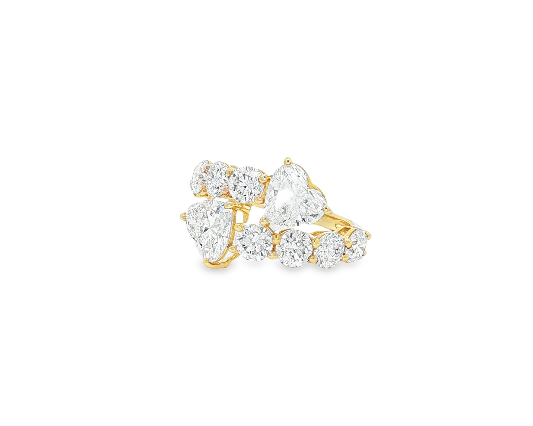 14K Gold Diamond Heart Cut Multi Wrap Ring 4.60 CT