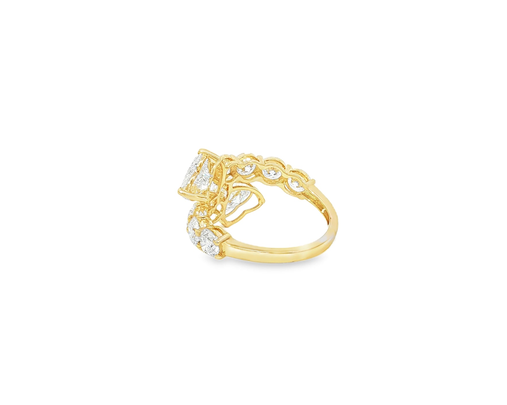14K Gold Diamond Heart Cut Multi Wrap Ring 4.60 CT