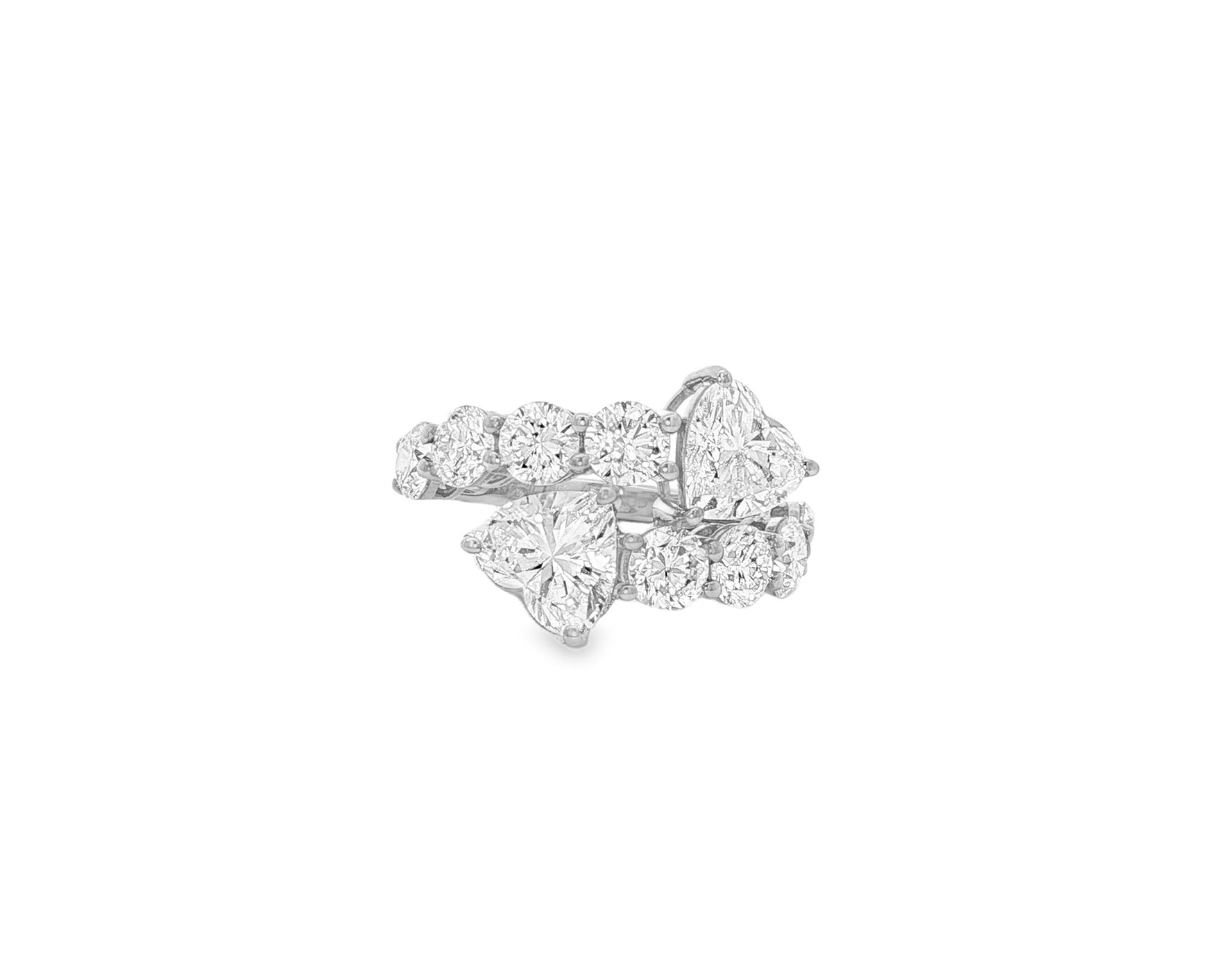14K Gold Diamond Heart Cut Multi Wrap Ring 4.60 CT