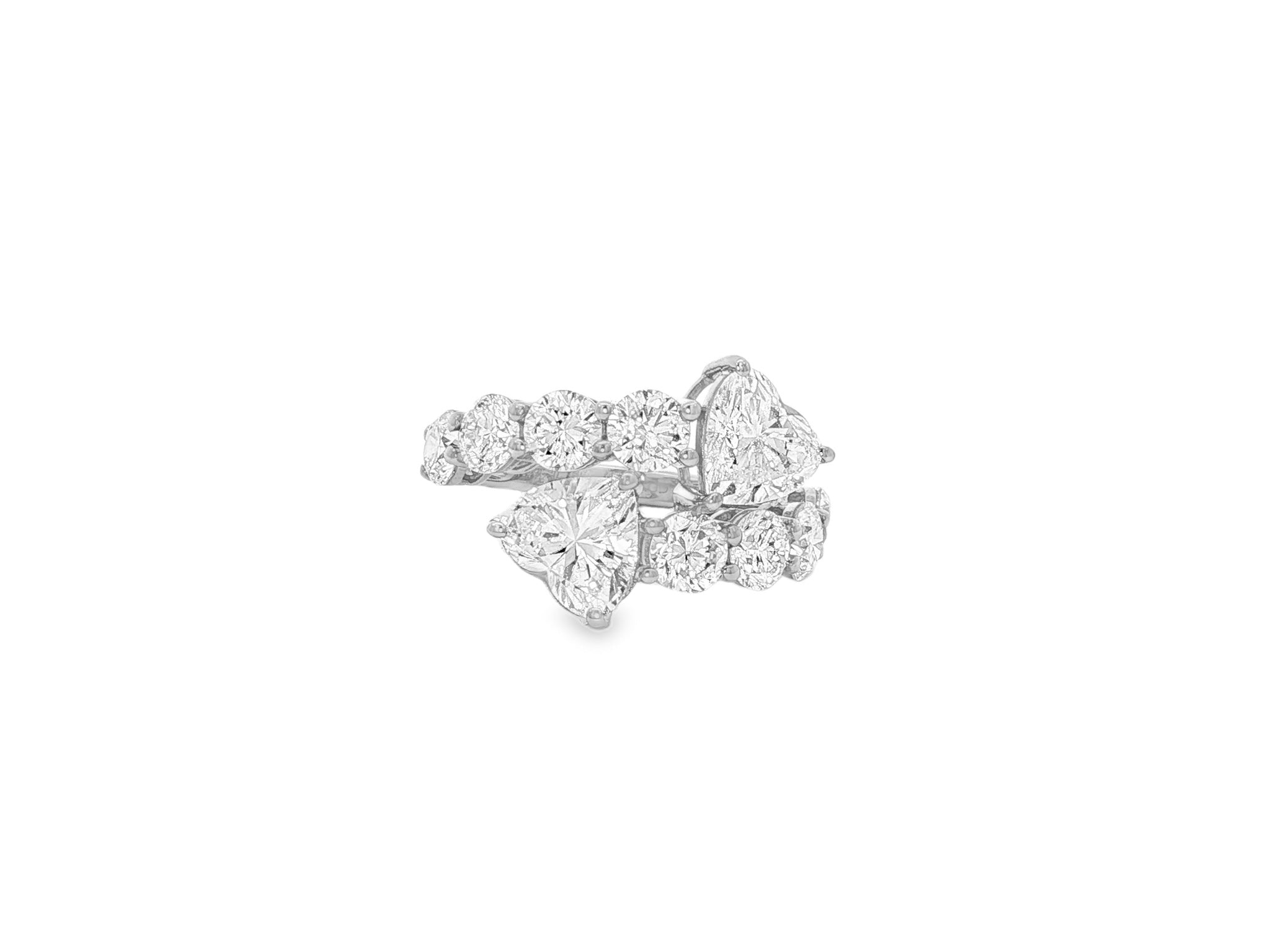 14K Gold Diamond Heart Cut Multi Wrap Ring 4.60 CT