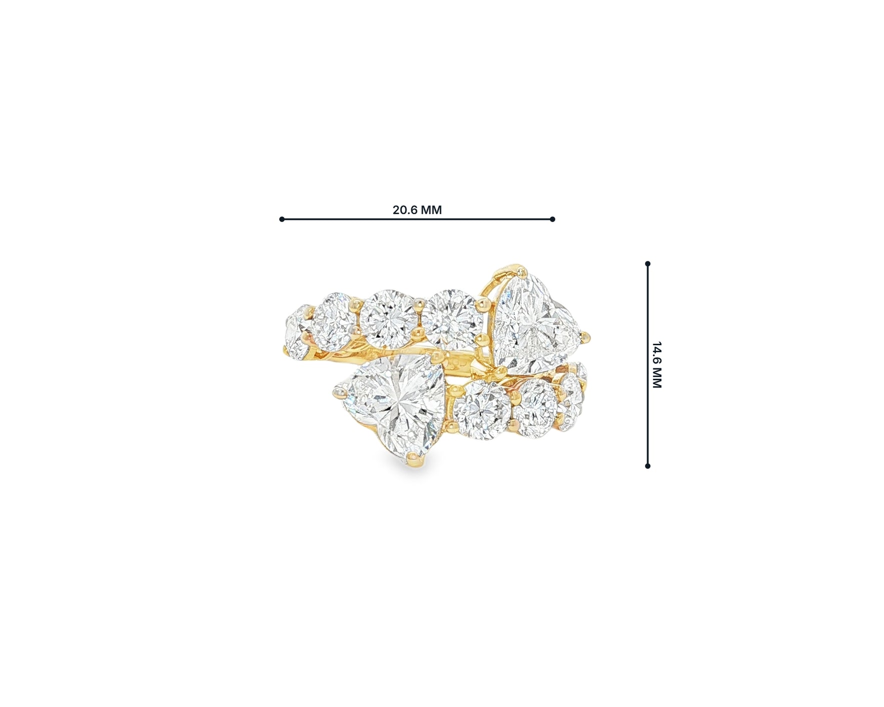 14K Gold Diamond Heart Cut Multi Wrap Ring 4.60 CT