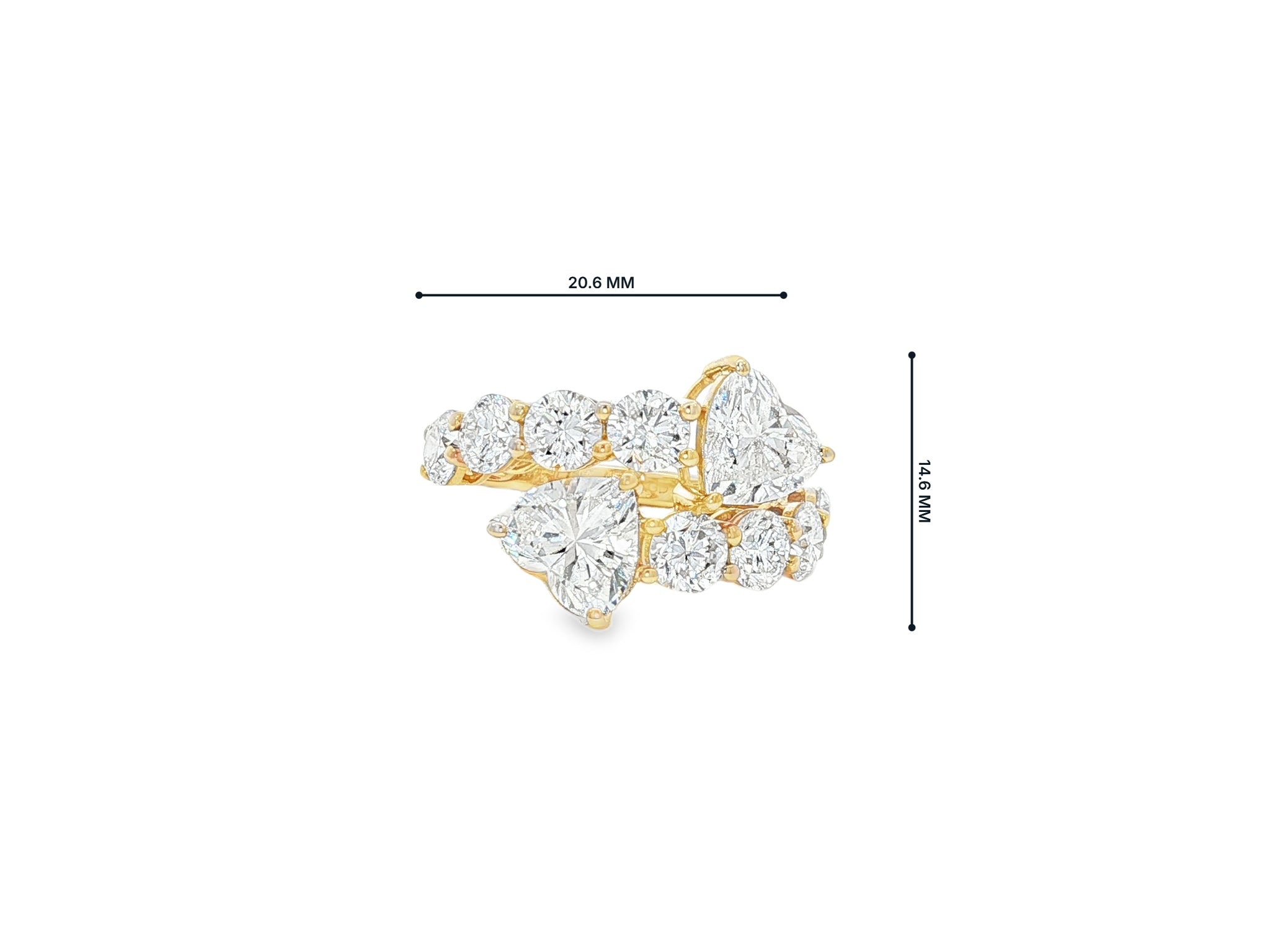 14K Gold Diamond Heart Cut Multi Wrap Ring 4.60 CT