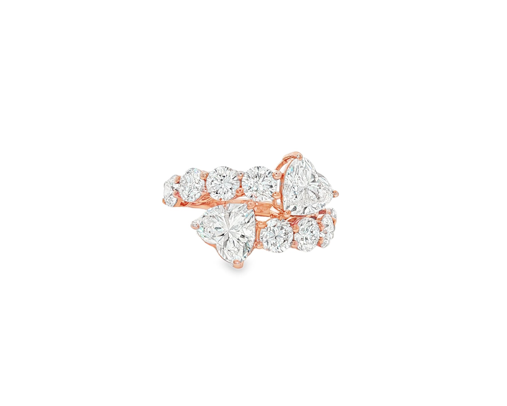 14K Gold Diamond Heart Cut Multi Wrap Ring 4.60 CT