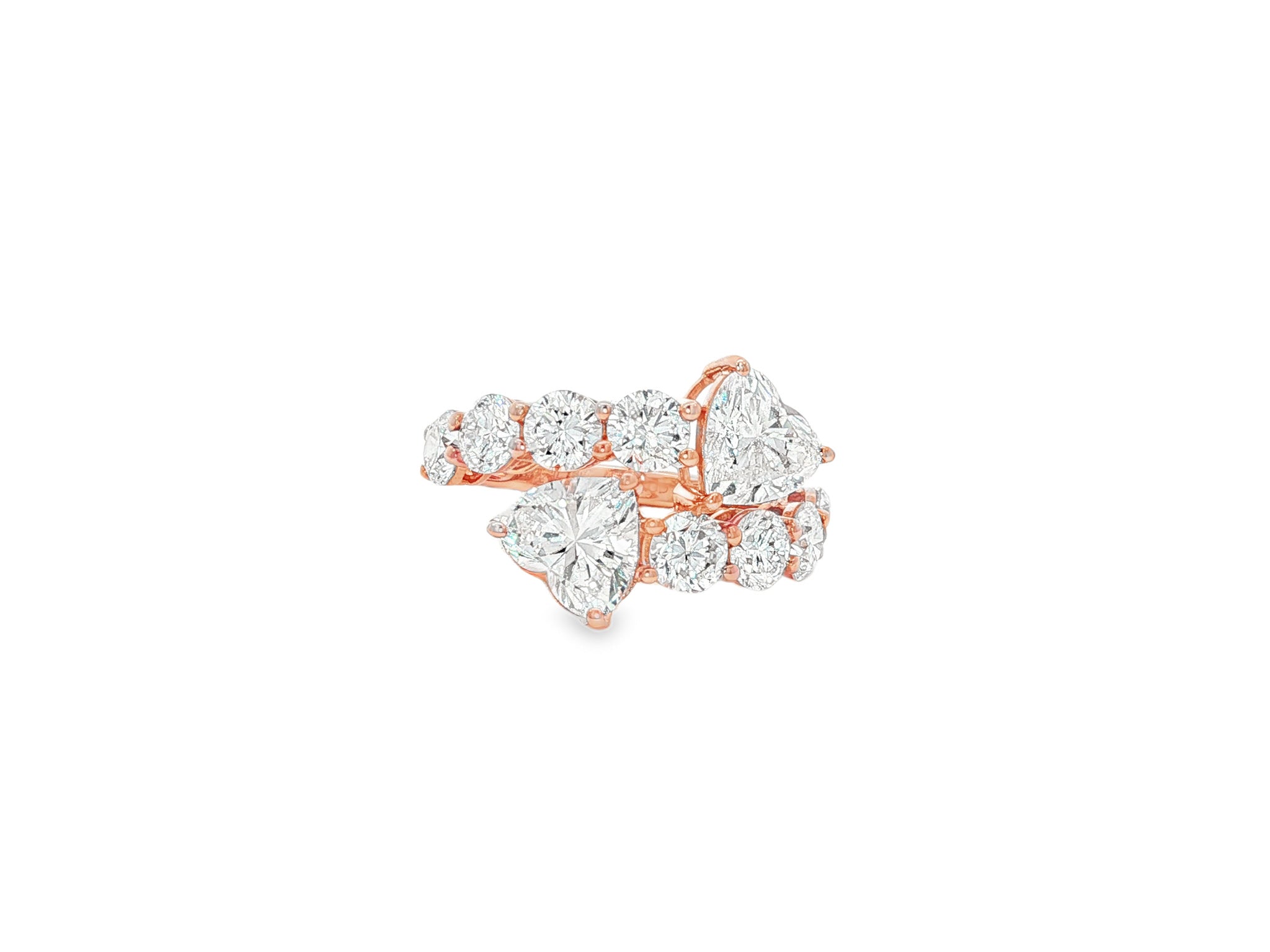 14K Gold Diamond Heart Cut Multi Wrap Ring 4.60 CT