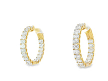 14K Gold Diamond Hoop Earrings with Emerald-Cut 5.86ct