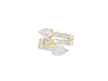 14K Gold Diamond Pear Cut Multi Wrap Ring 5.15 CT