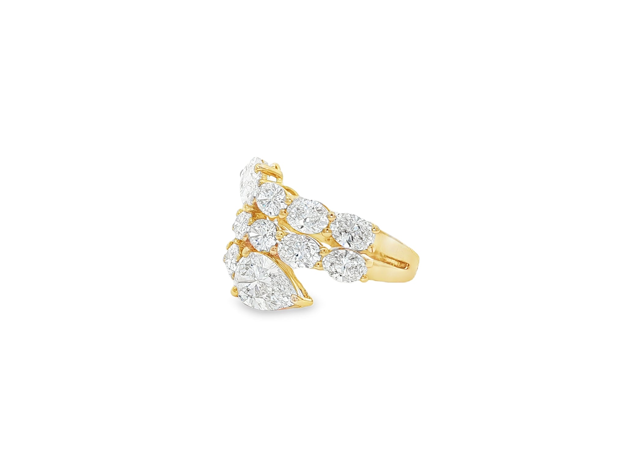 14K Gold Diamond Pear Cut Multi Wrap Ring 5.15 CT